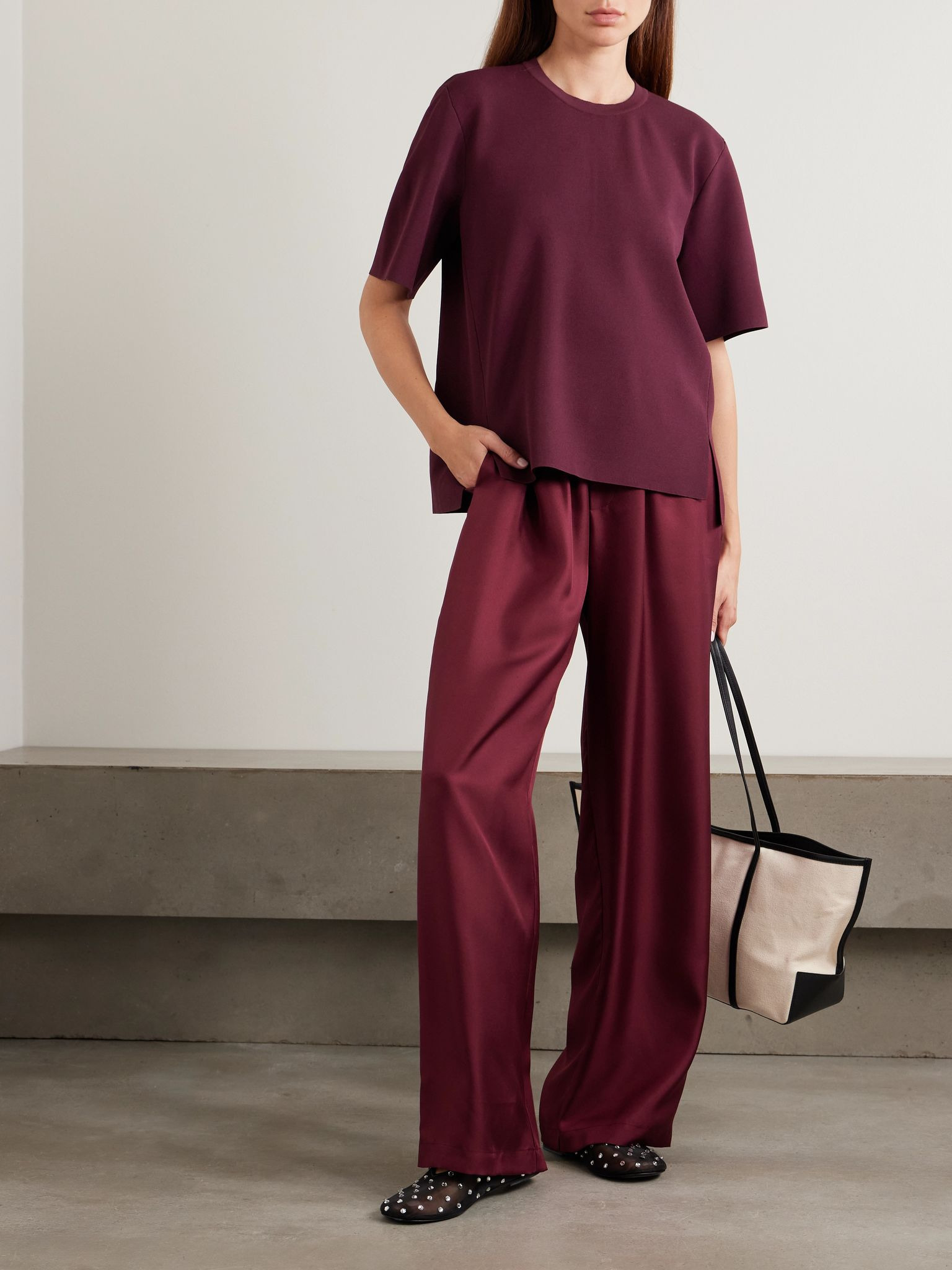 Knitted T-shirt Burgundy - 2