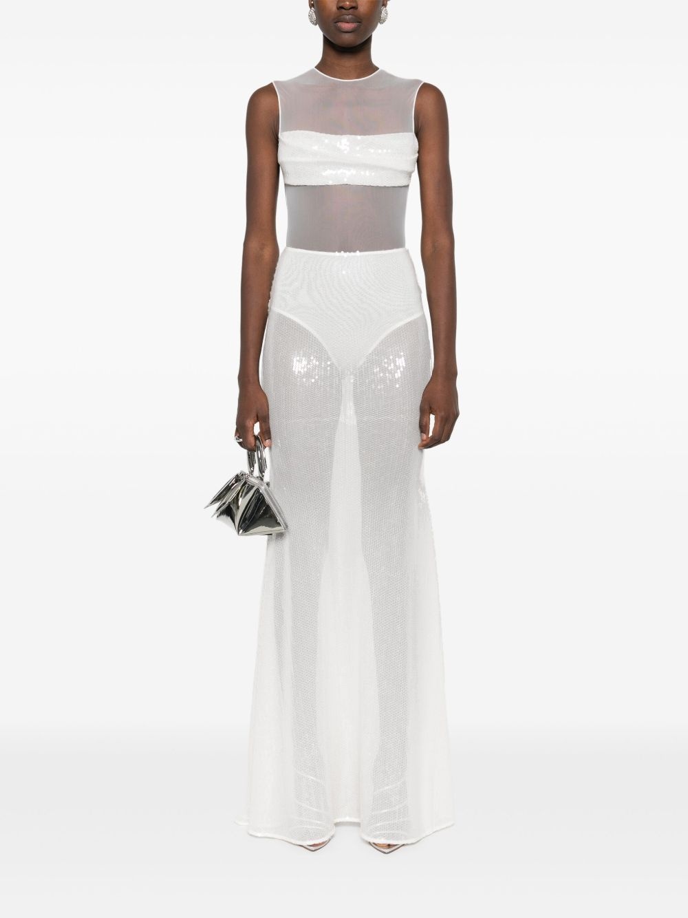 sequinned mesh gown - 2
