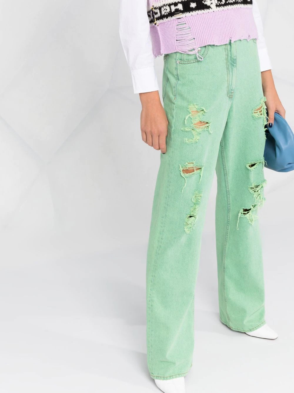embroidered-logo distressed-effect jeans - 3