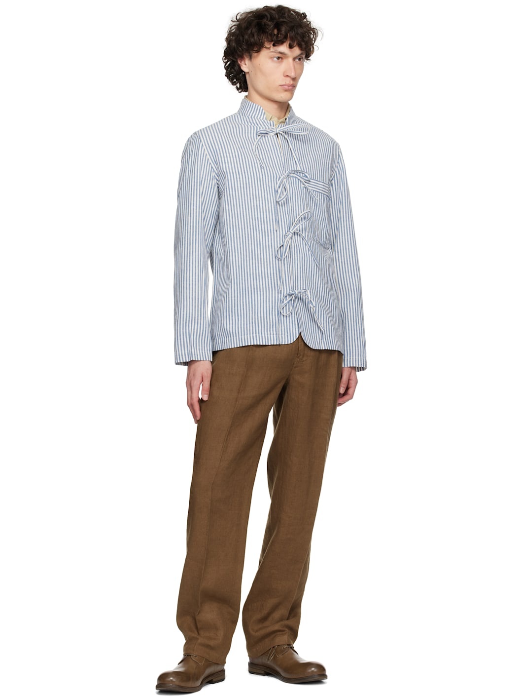 トップス 24AW STRIPE STAND COLLAR SHIRT Forever Rounded Collar Shirt Stripe 2 – Above The Clouds