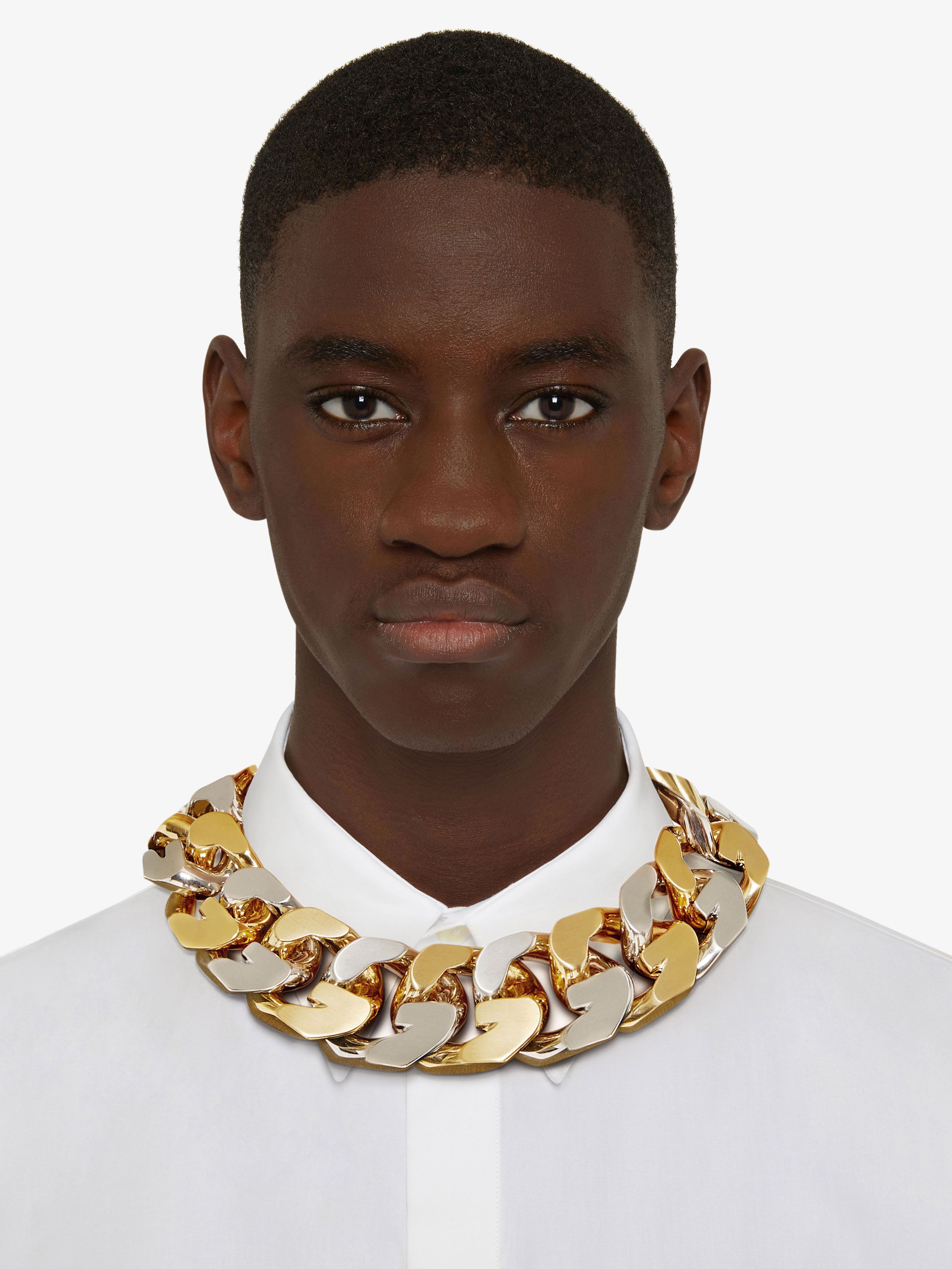 G CHAIN NECKLACE IN TWO TONE METAL - 4