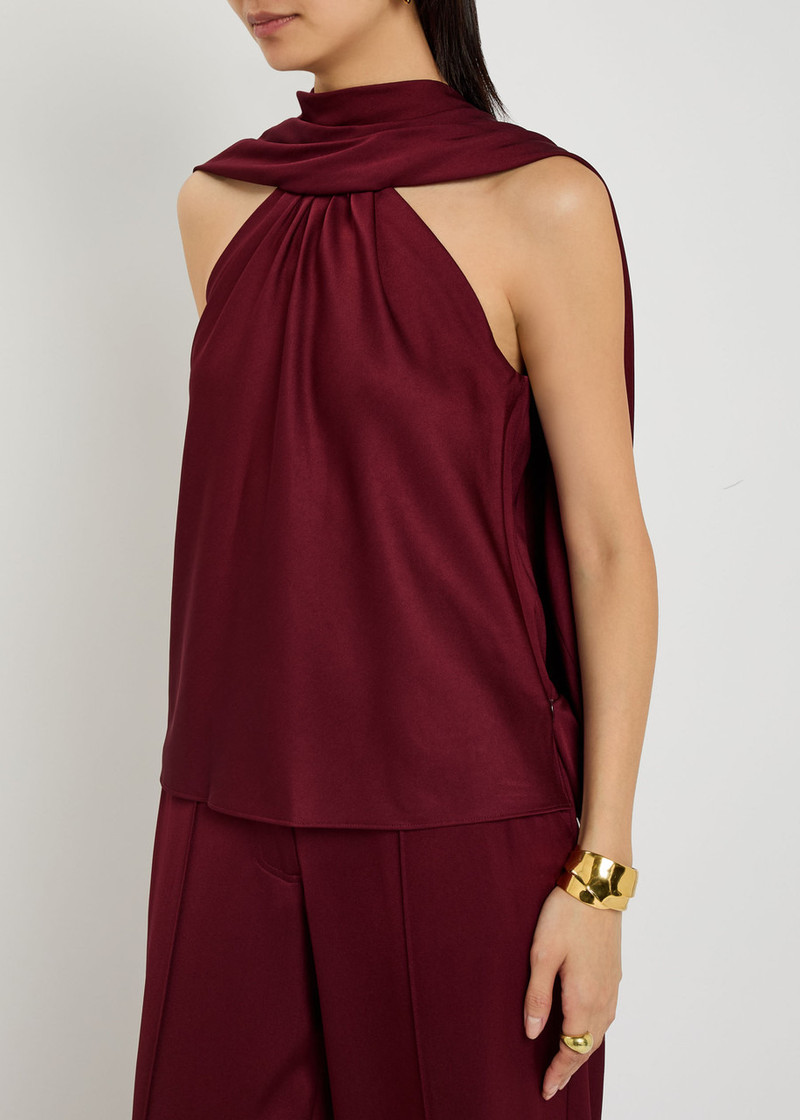 SIMKHAI Simkhai Scarlett Cape-effect Satin top outlook