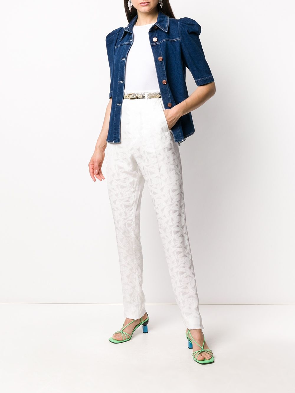 tapered geometric print trousers - 2