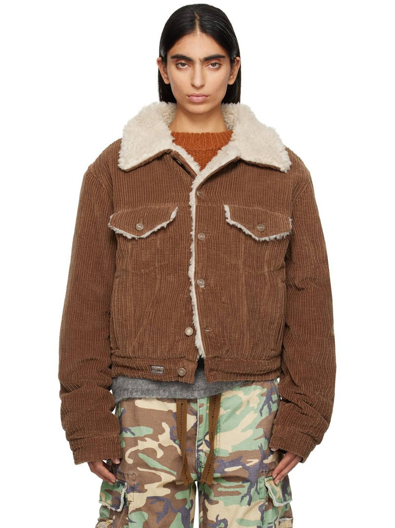 Brown Sherpa Corduroy Trucker Jacket - 1