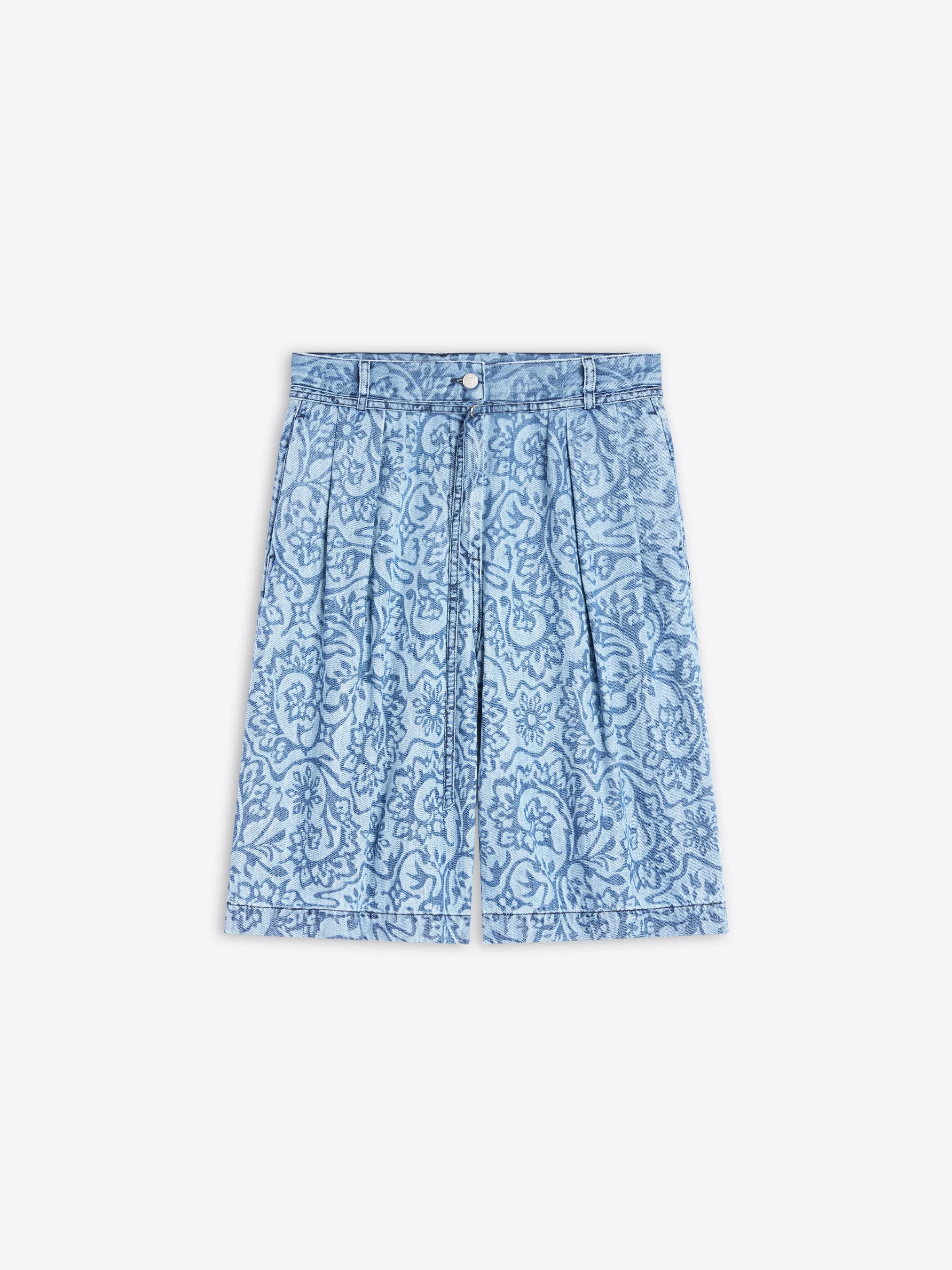 BELTED DENIM SHORTS - 1