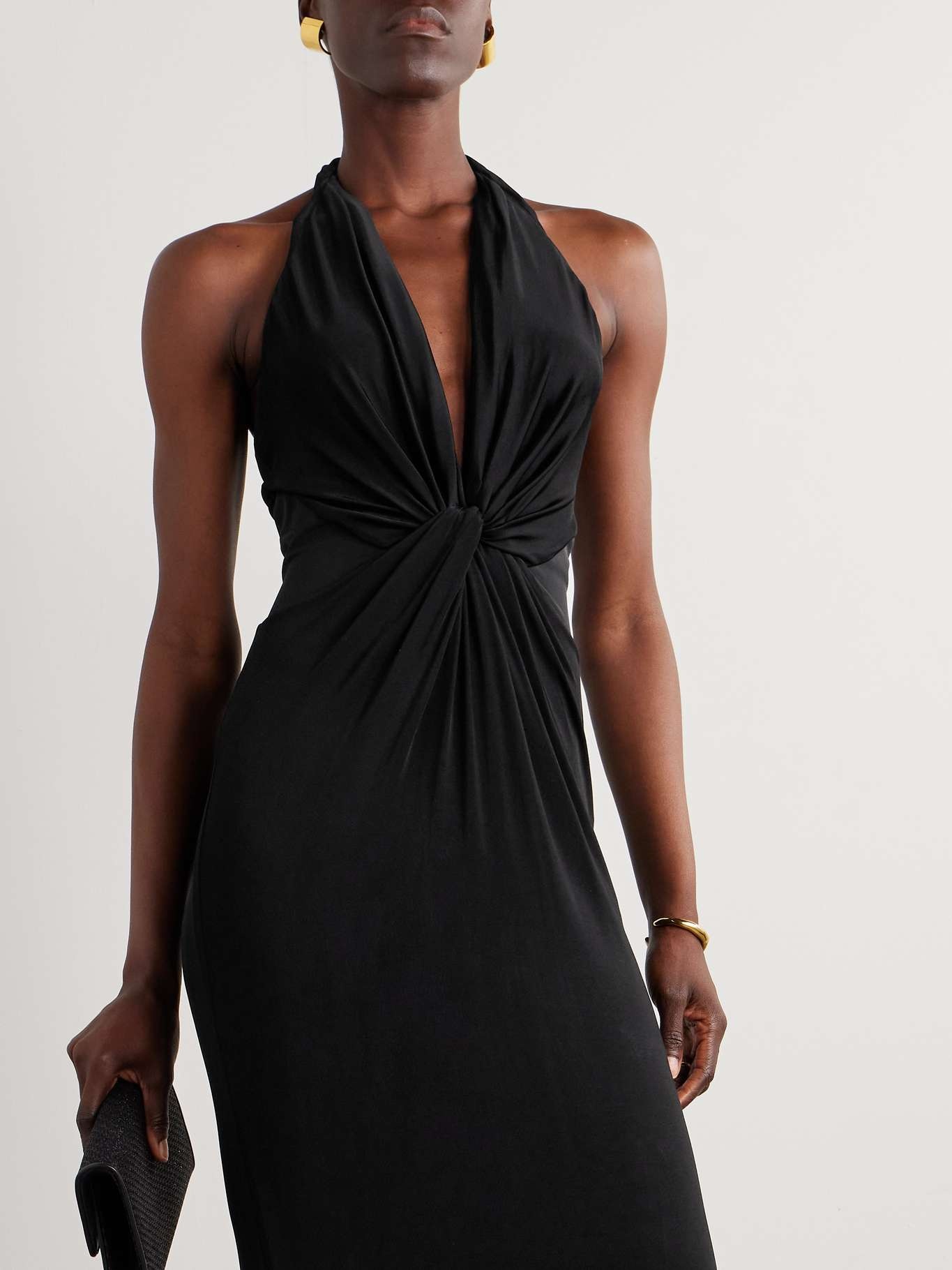 Twist-front chiffon-trimmed jersey gown - 5