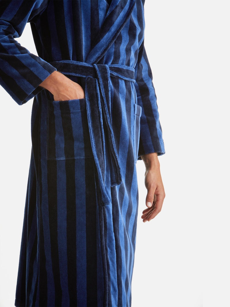 Men's Bathrobe Aston Terry Cotton Navy - 6