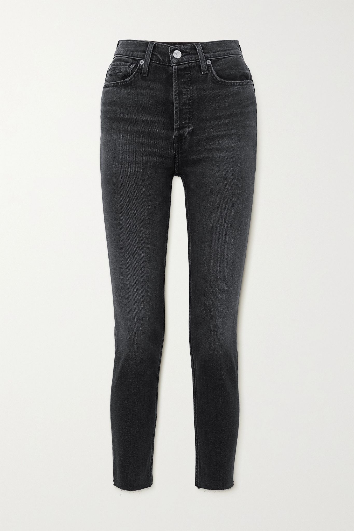 90s cropped frayed high-rise skinny jeans - 1