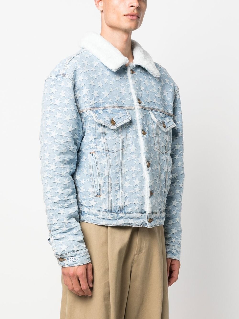 star-jacquard denim jacket - 4