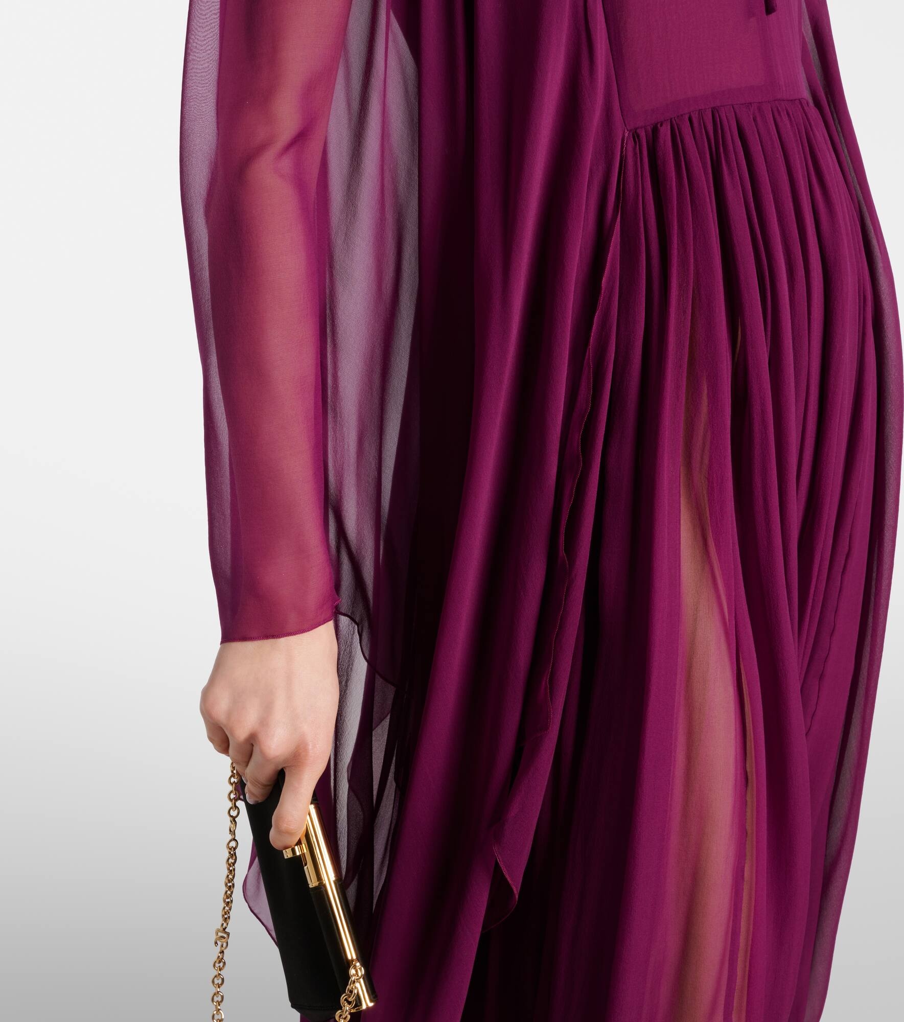 Gathered silk chiffon gown - 5