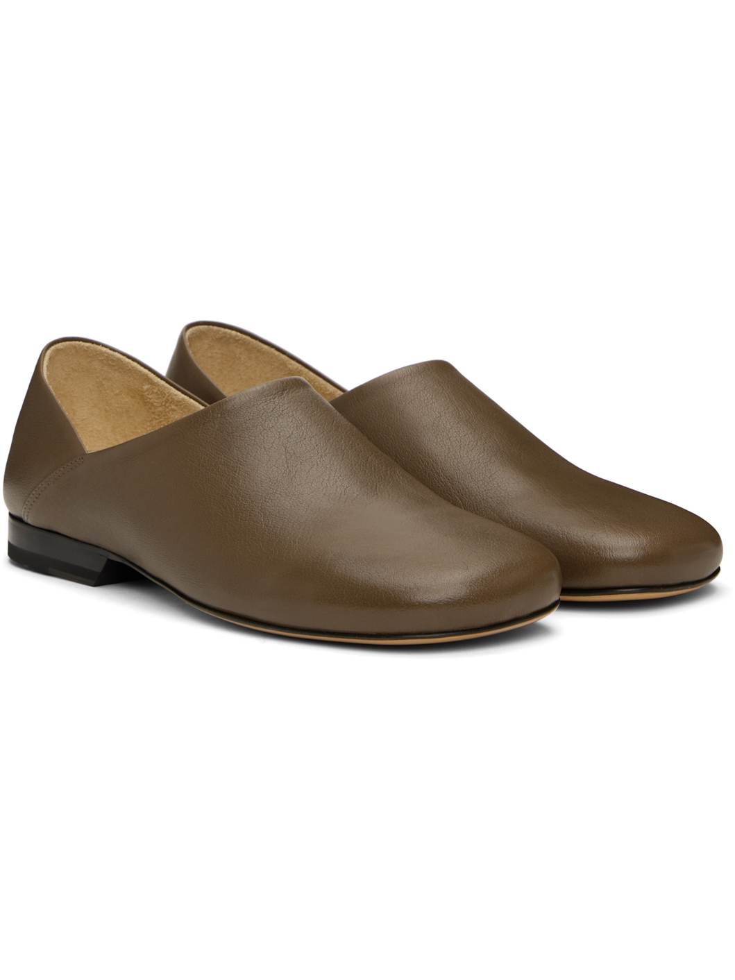 Brown Leather Slippers - 4