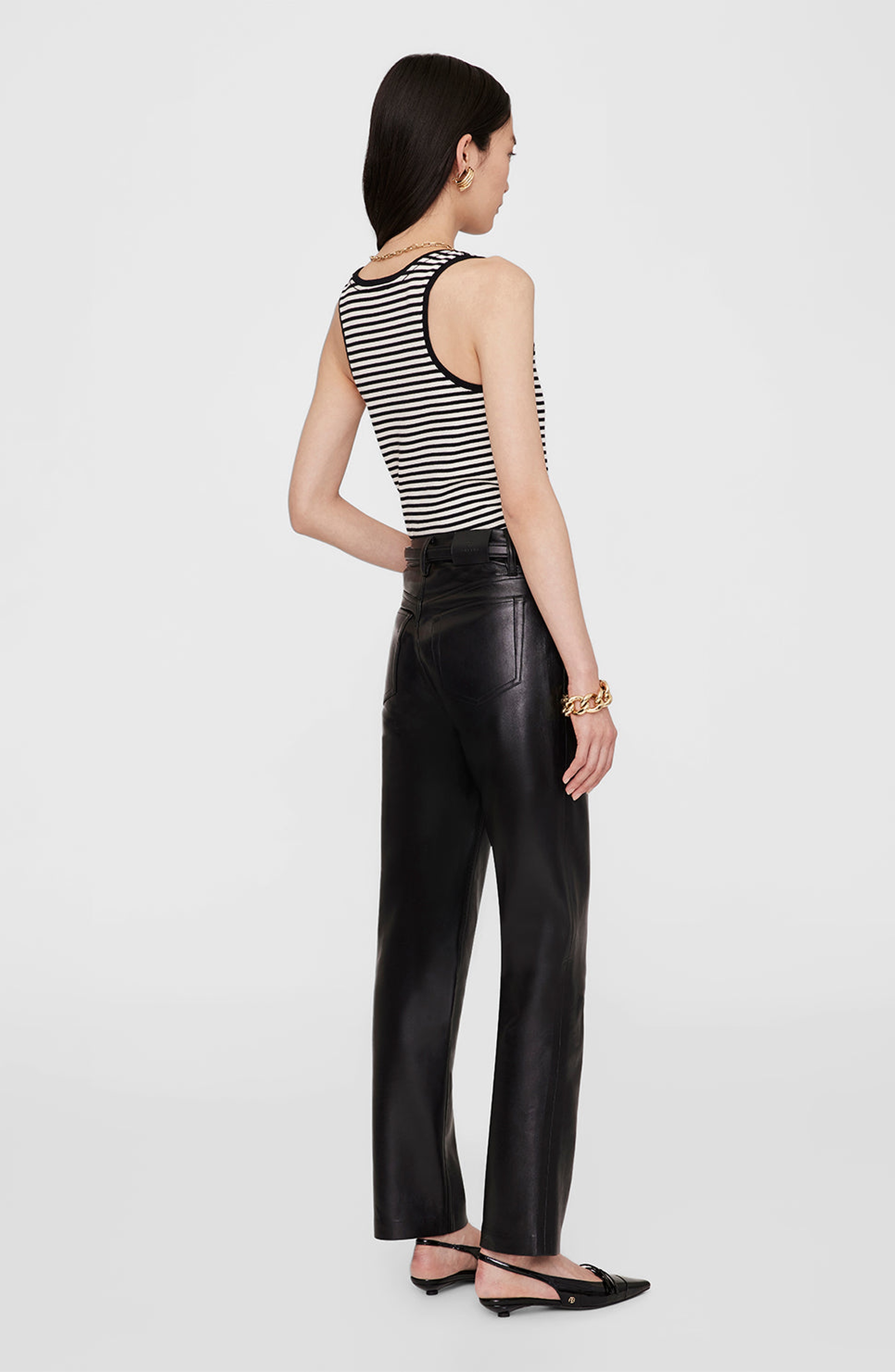 ANINE BING Alessia Tank Top in Cream /Black Stripe at Nordstrom - 2