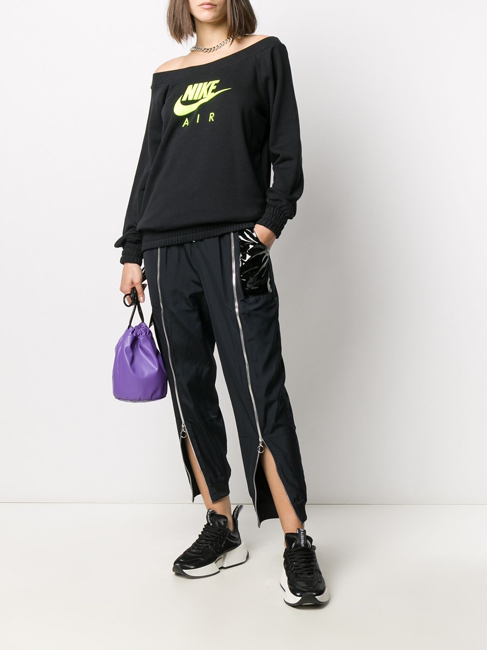 off-shoulder logo print sweatshirt - 2