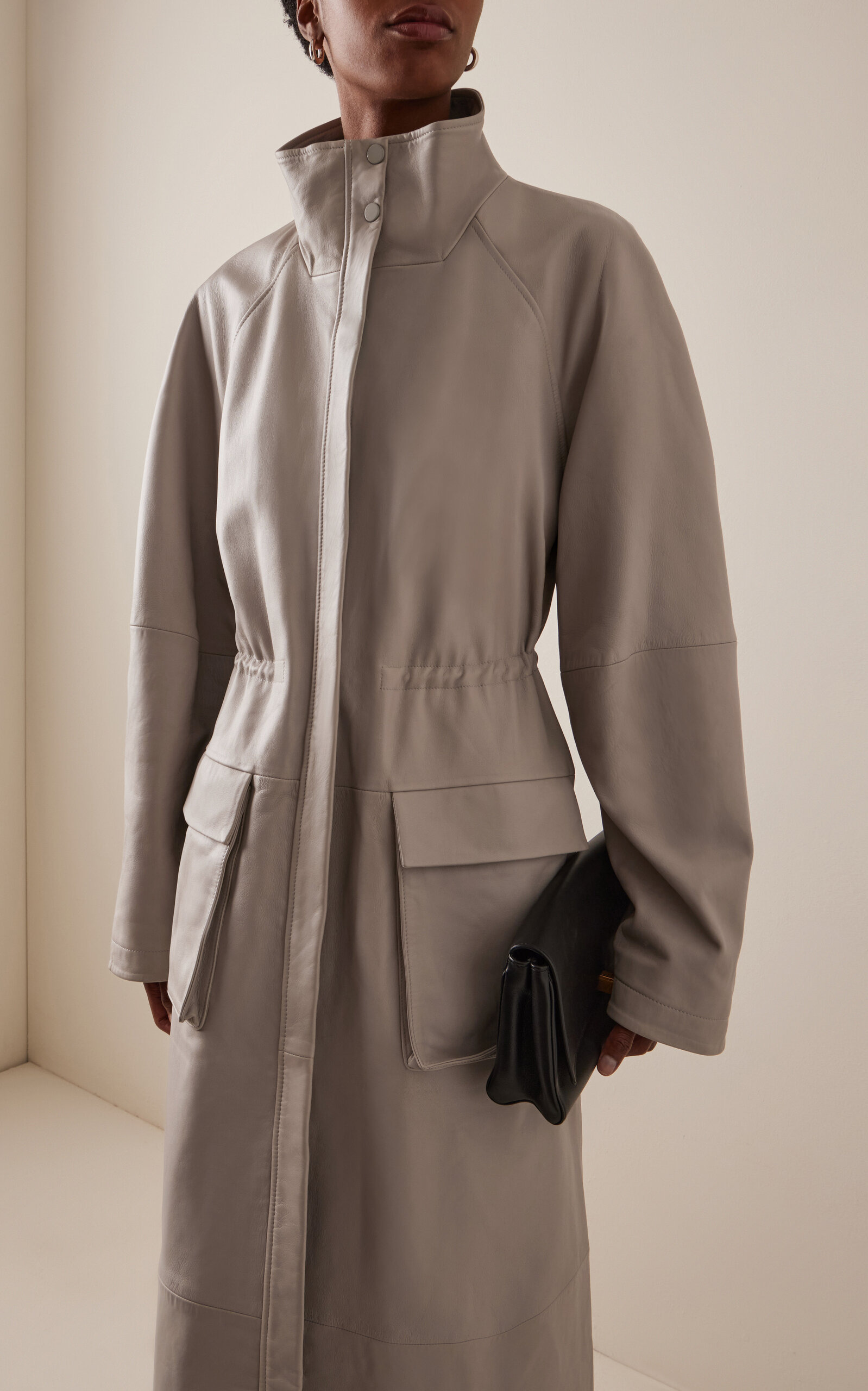 Exclusive Leather Parka silver - 4