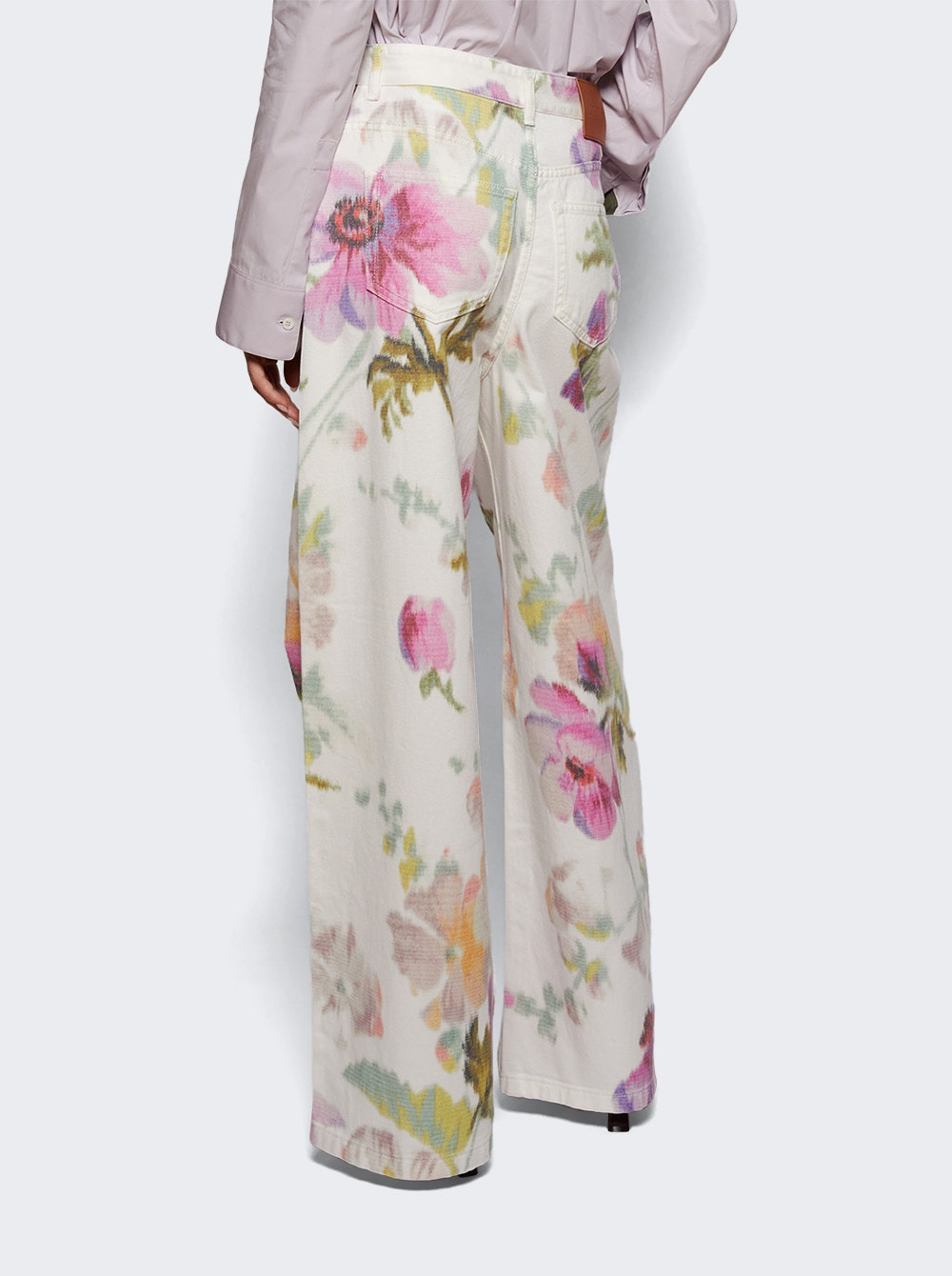 Floral Print Jeans White - 4