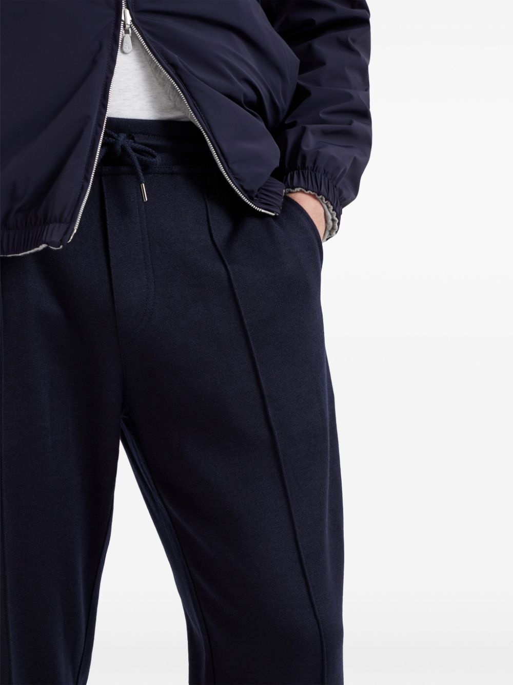 pressed-crease drawstring trousers - 5