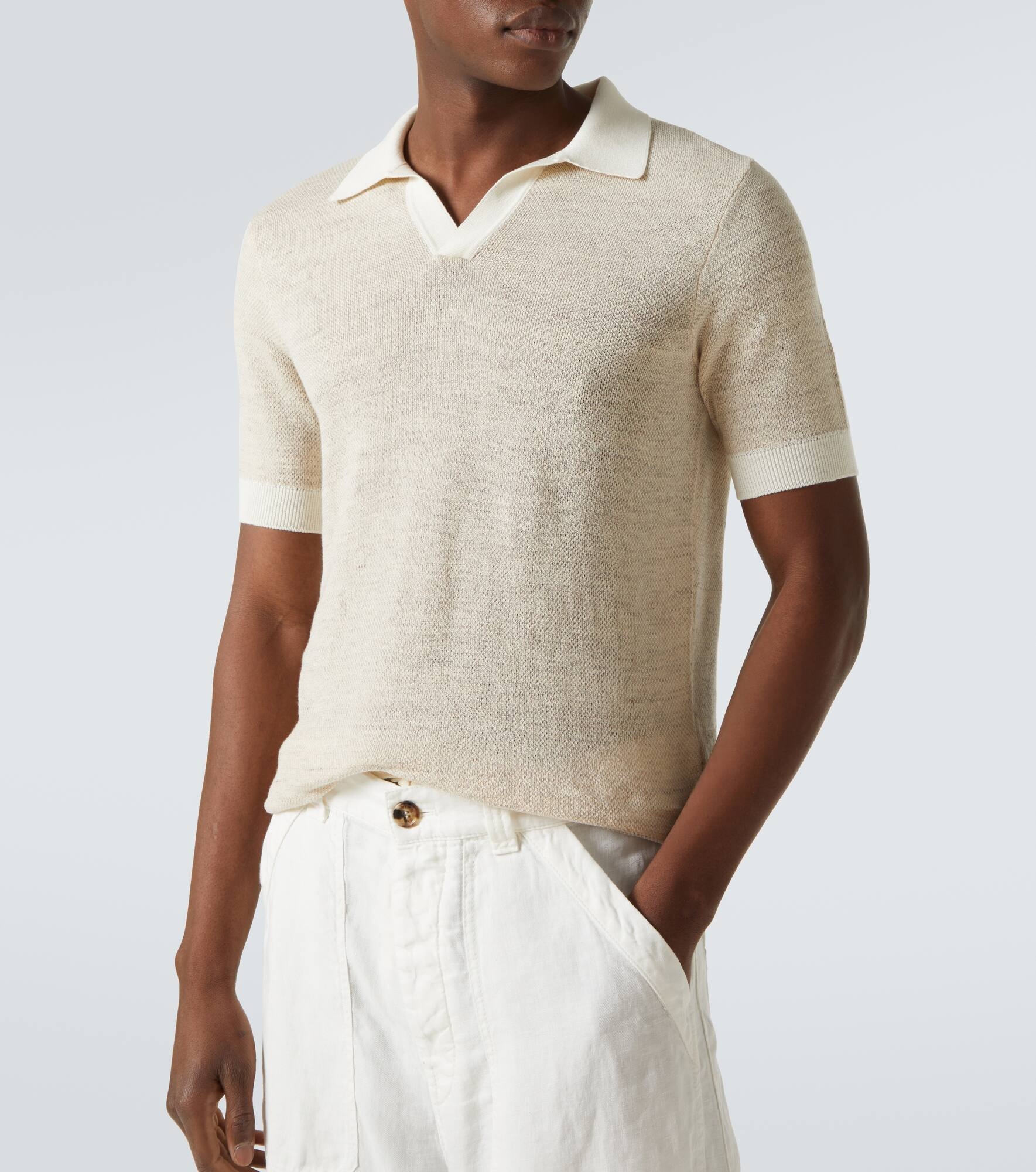 Cotton-blend polo shirt - 5