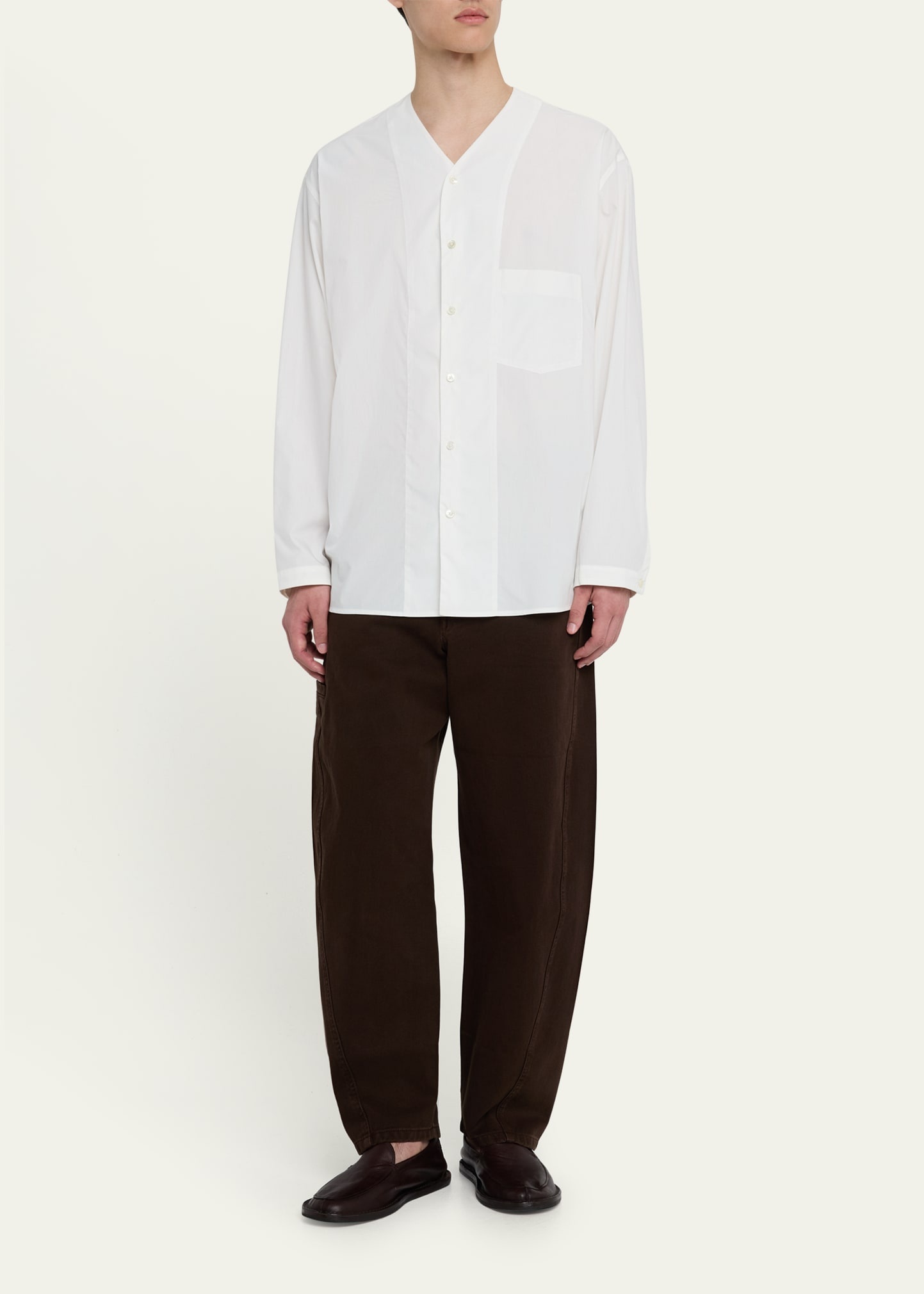 Men's V-Neck Button-Down Shirt - 2