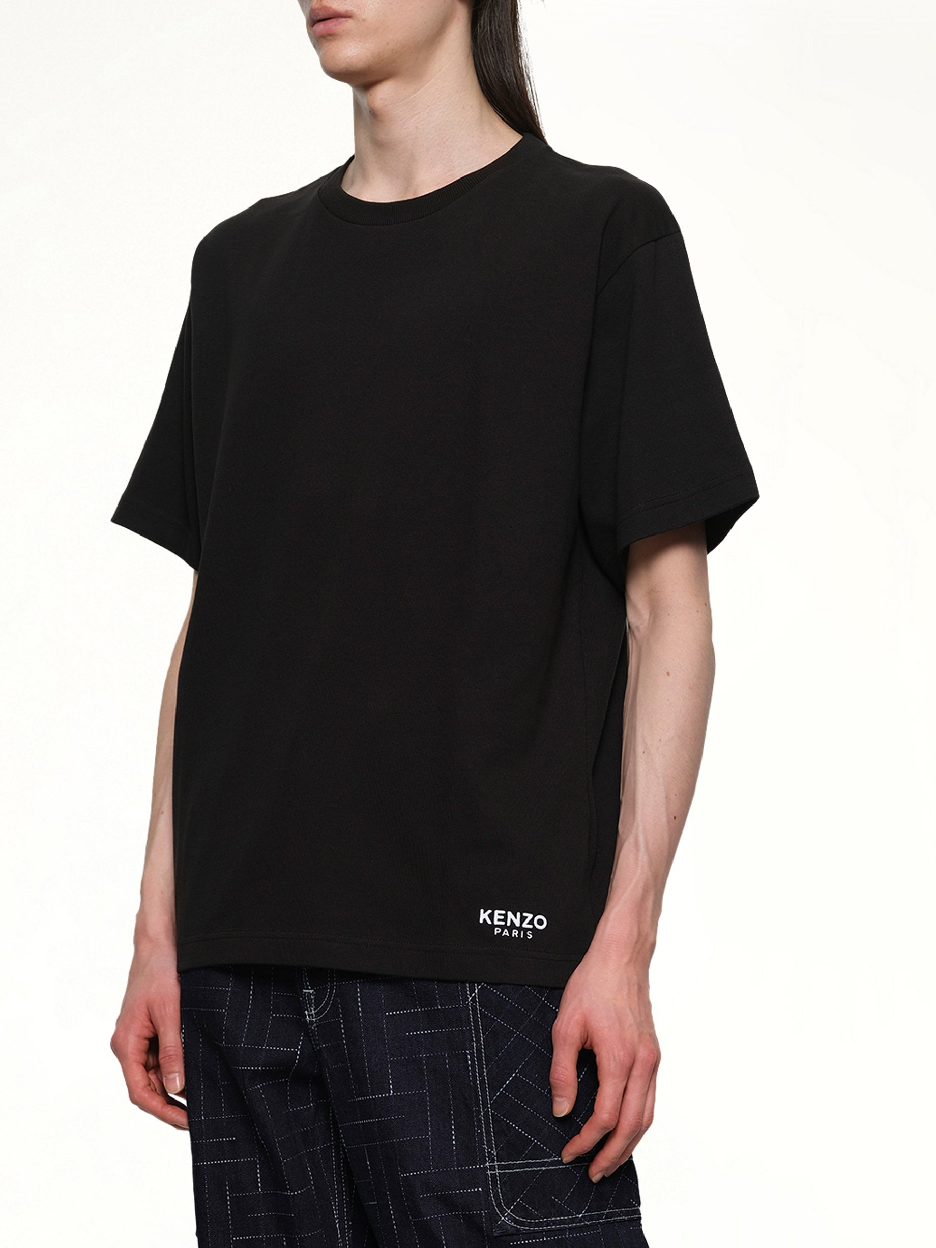 Gots Boke Flower Embroidered Oversize T-Shirt in Black - 6