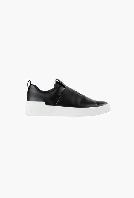 Smooth black and white leather B-Court Easy sneakers with embossed black Balmain monogram - 1