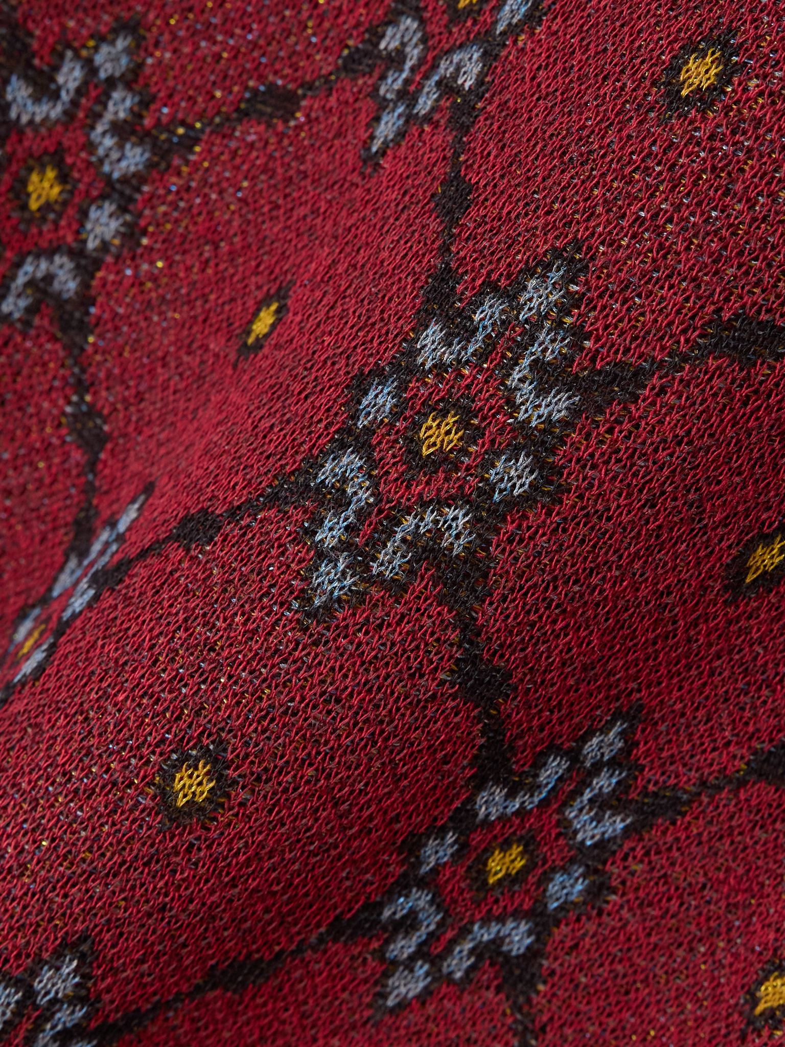 Jacquard-knit midi skirt Burgundy - 4