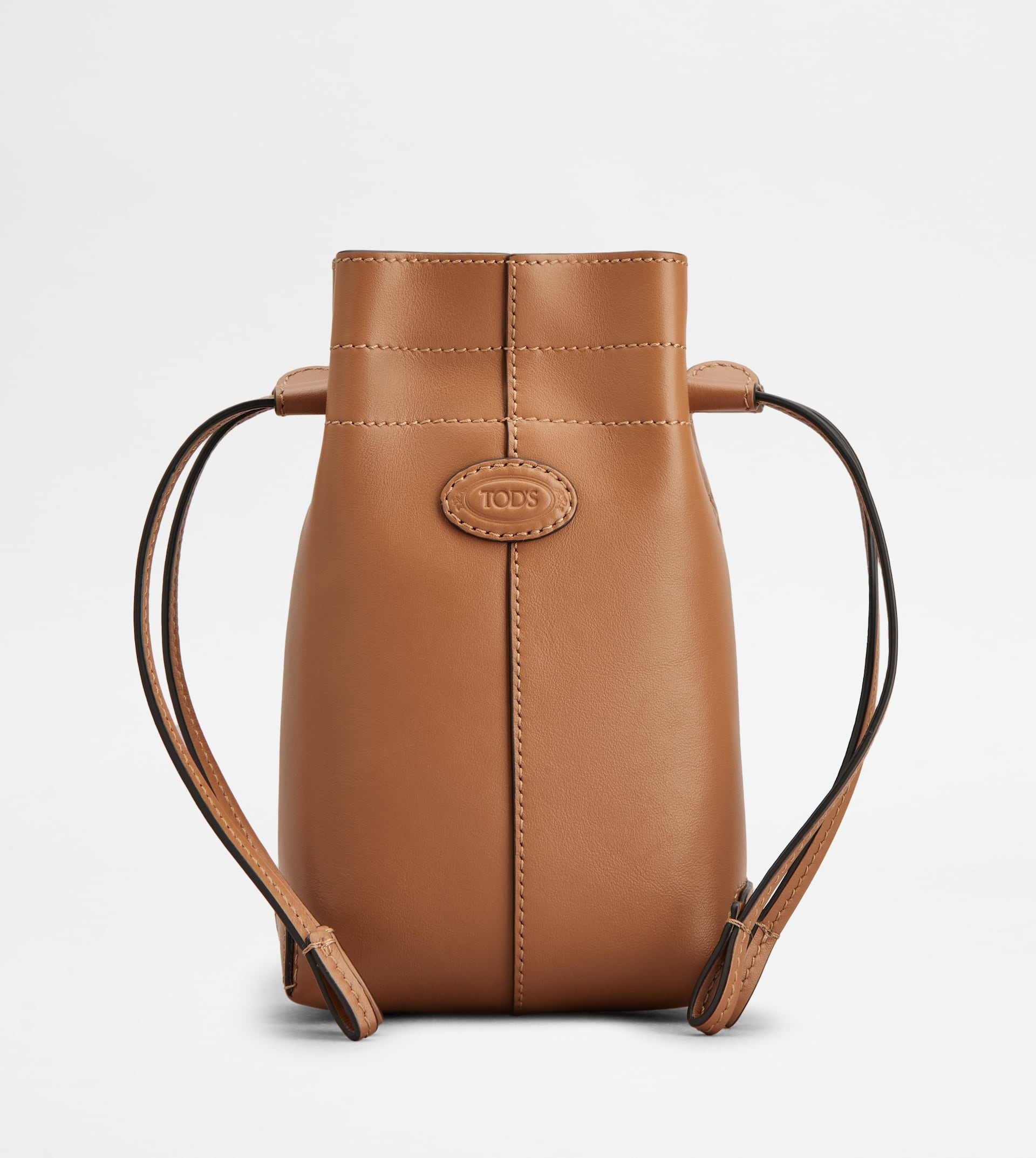 MICRO DRAWSTRING DI BAG IN LEATHER - BROWN - 1