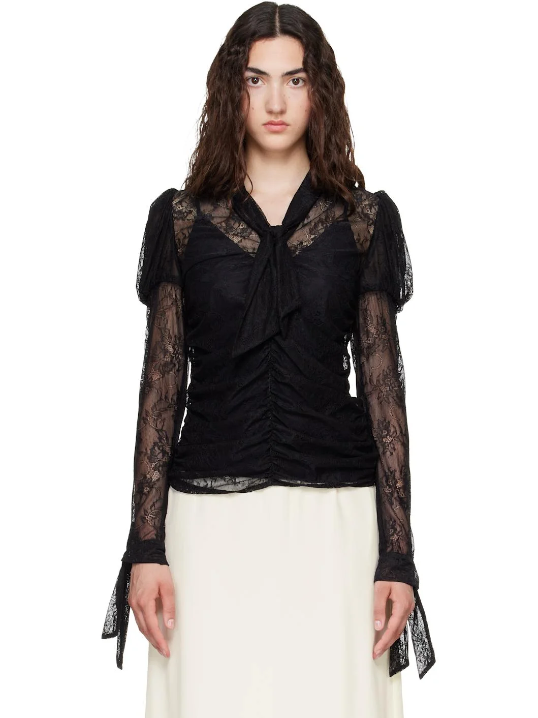 Black Long Sleeve Blouse - 1