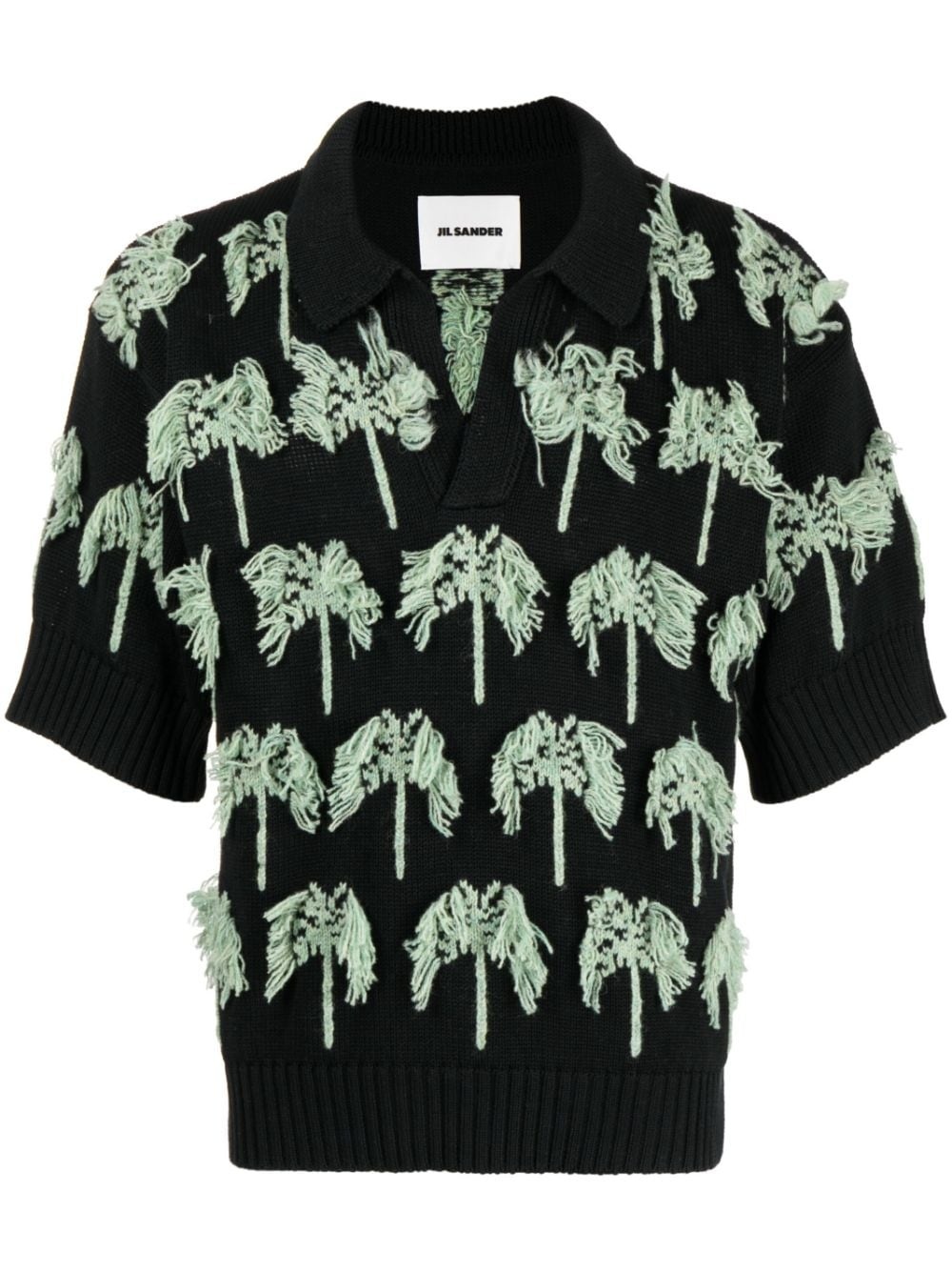 palm-tree knitted polo shirt - 1