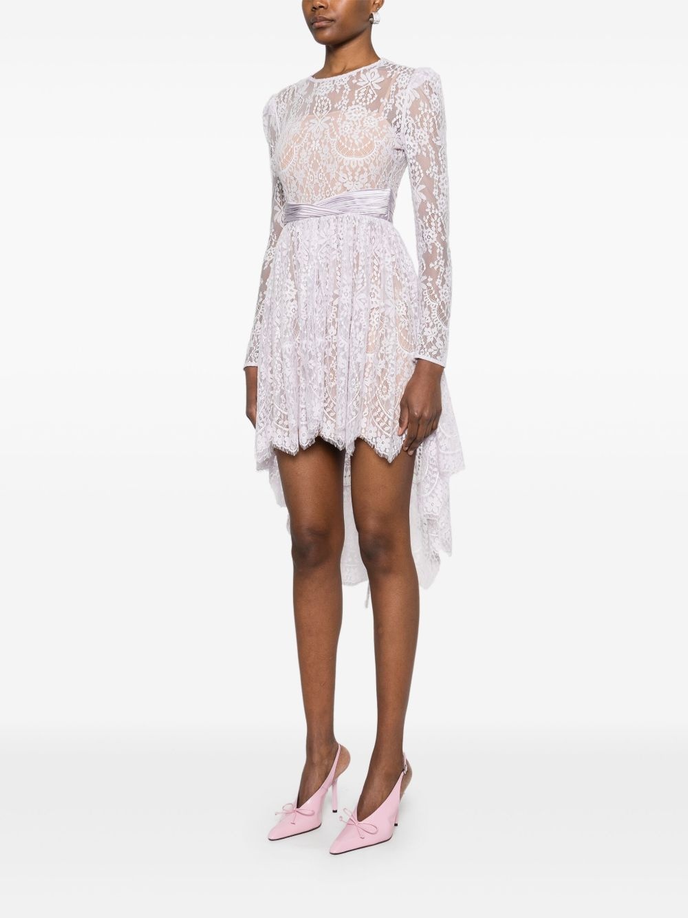 lace satin mini dress - 3