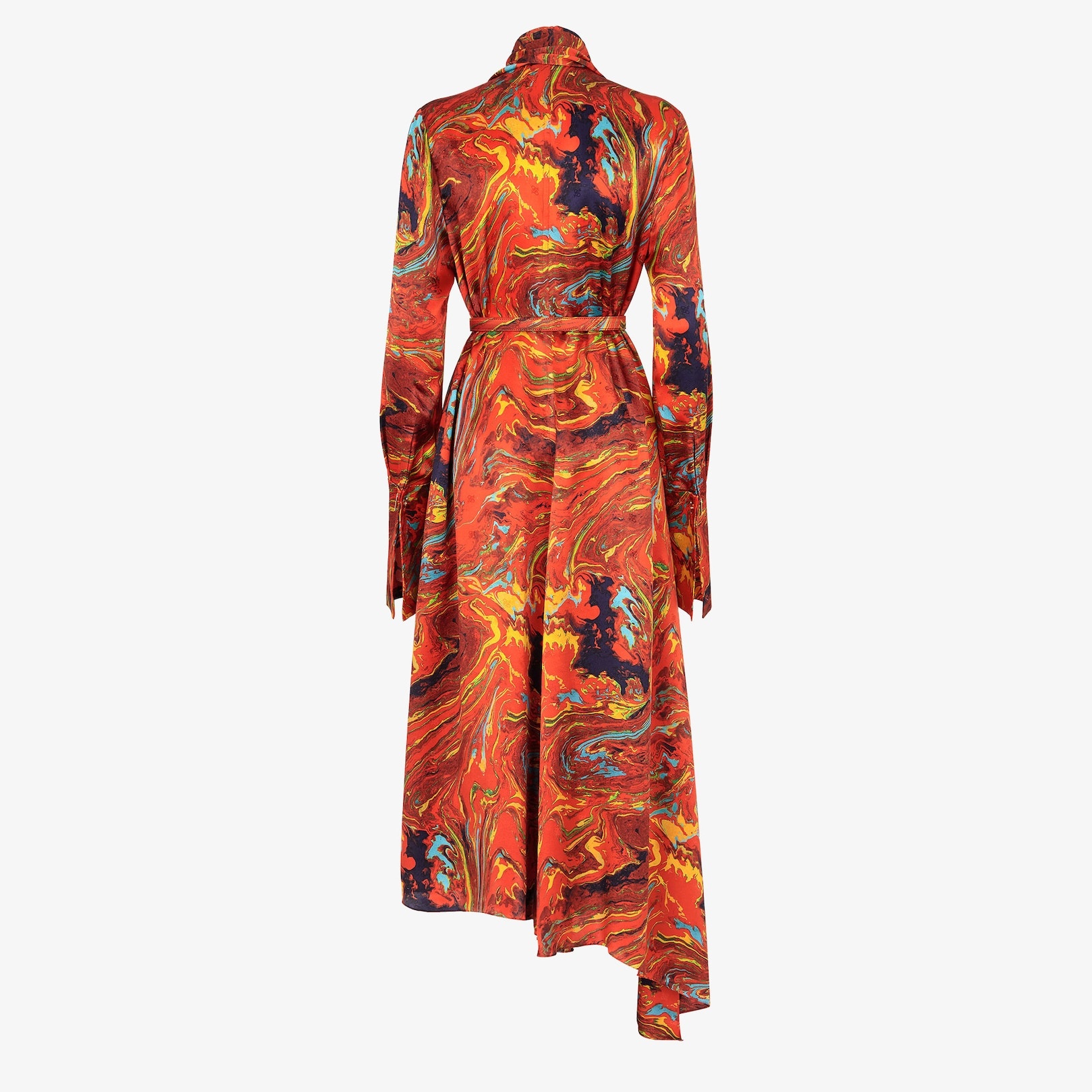 Orange satin crêpe dress - 2