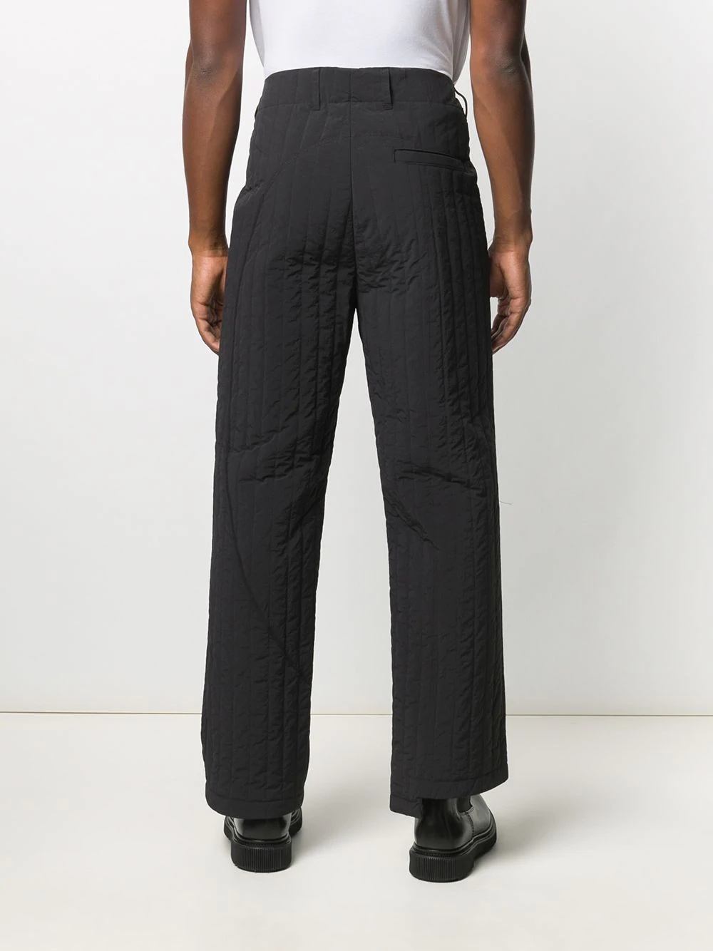 padded straight-leg trousers - 4