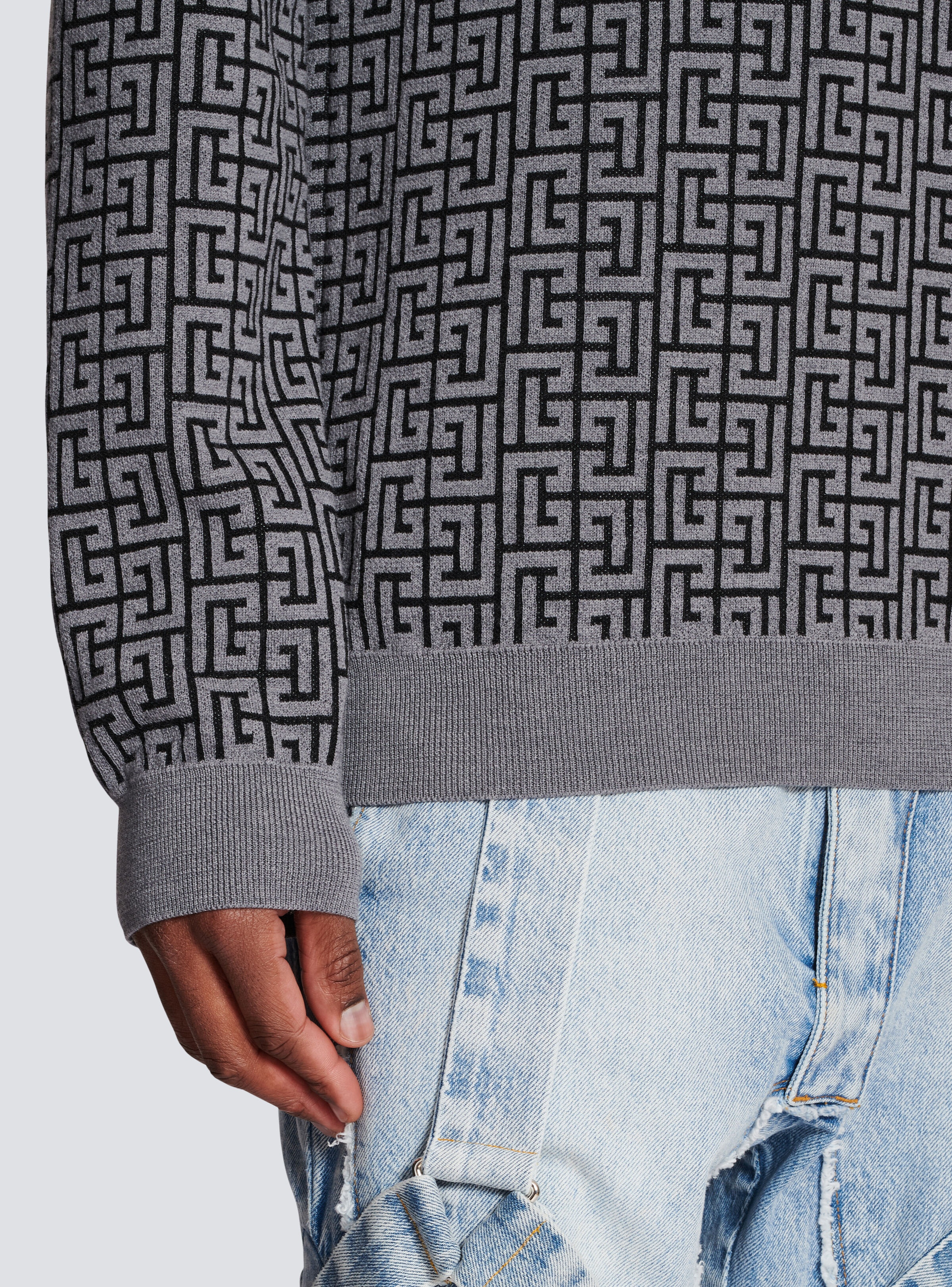 Wool jumper with Balmain monogram - 7
