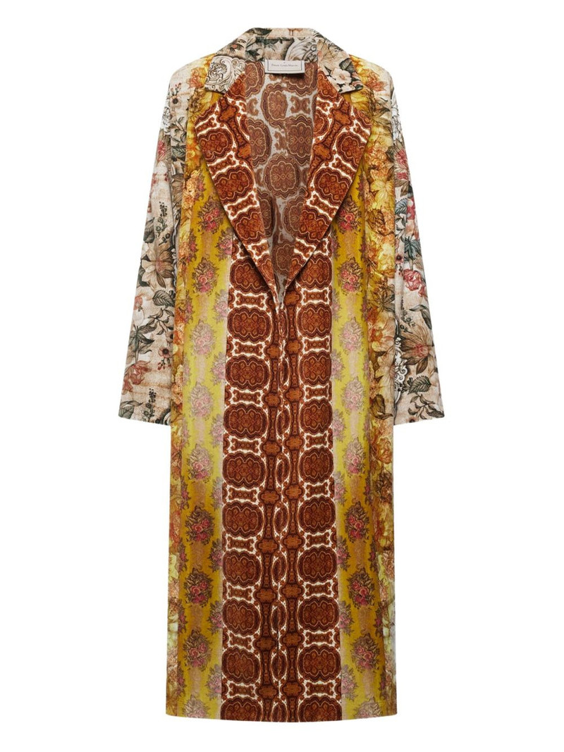 floral-patterned lapel coat 1