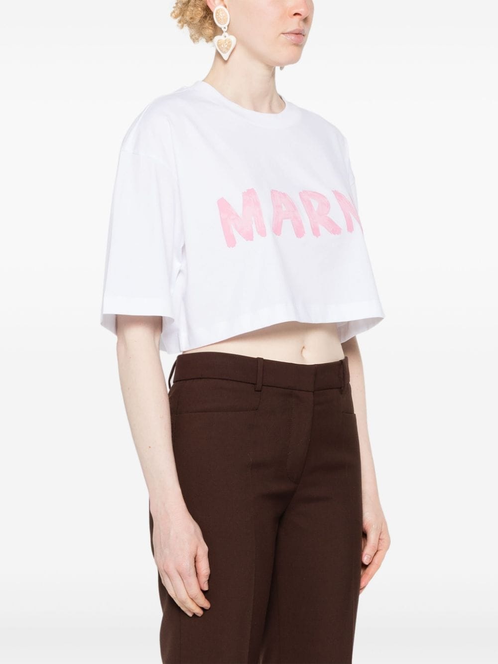 logo-print cropped T-shirt - 3