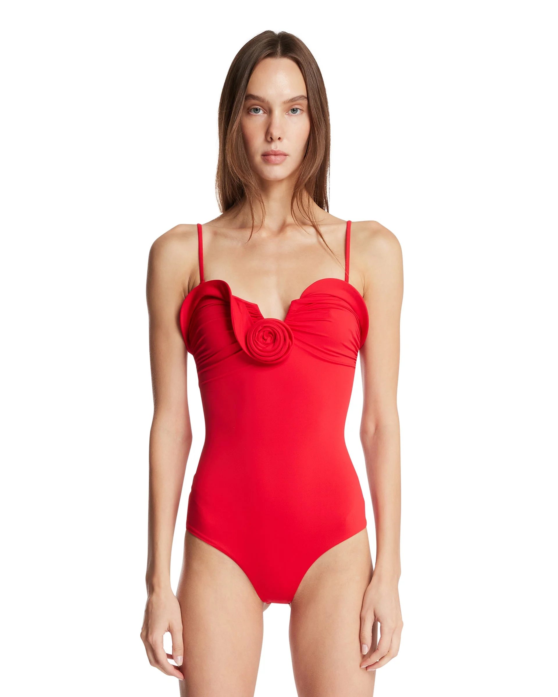 Red Sculptural One-Piece - 1