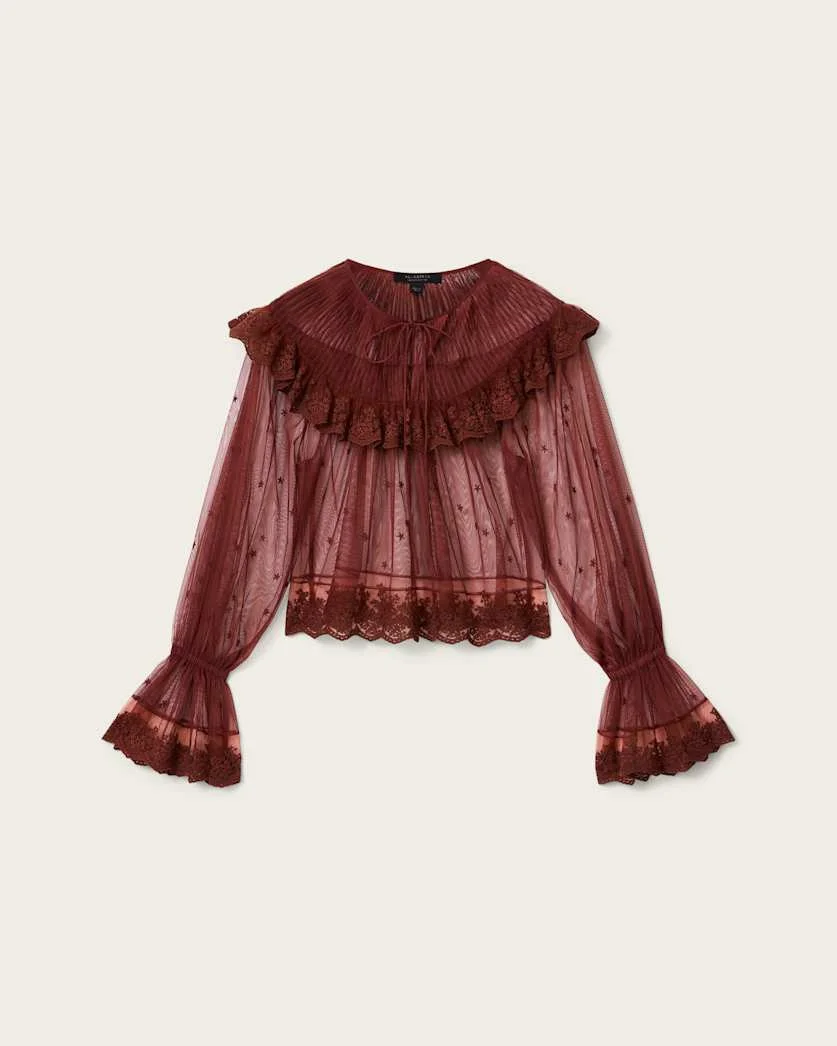 TRIXIE LACE EMBROIDERED TOP - 1