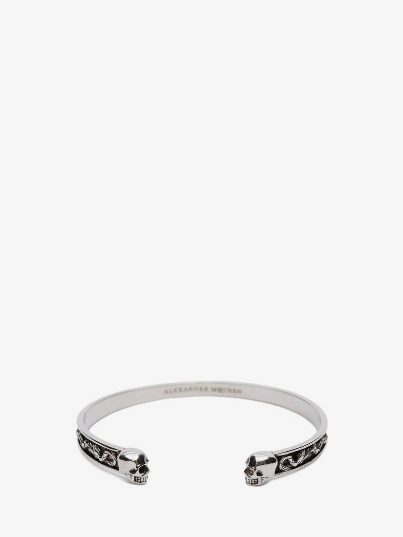 Twin Skull Bracelet in Antique Silver - 1