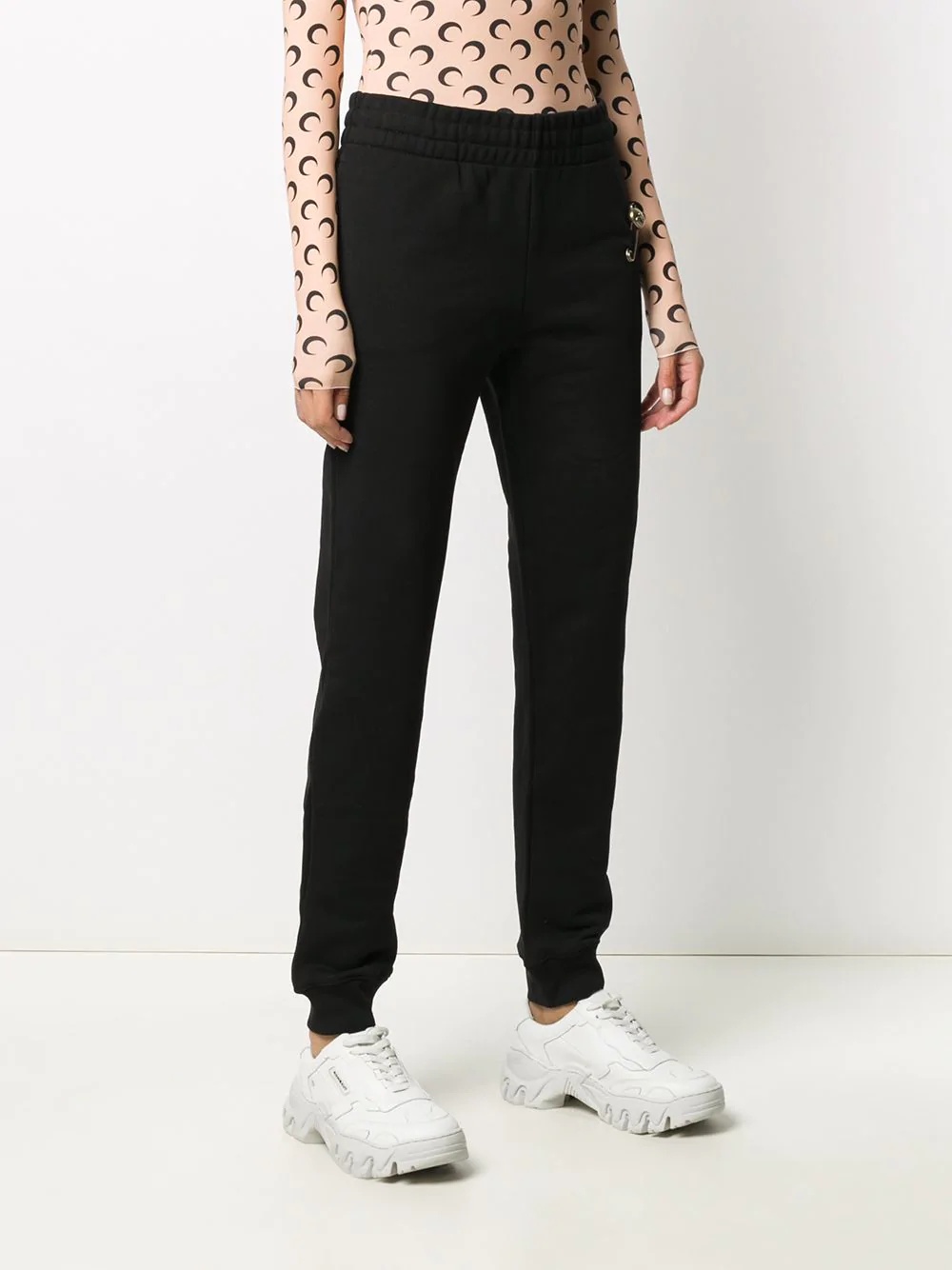 safety pin embellished slim-fit track pants - 3