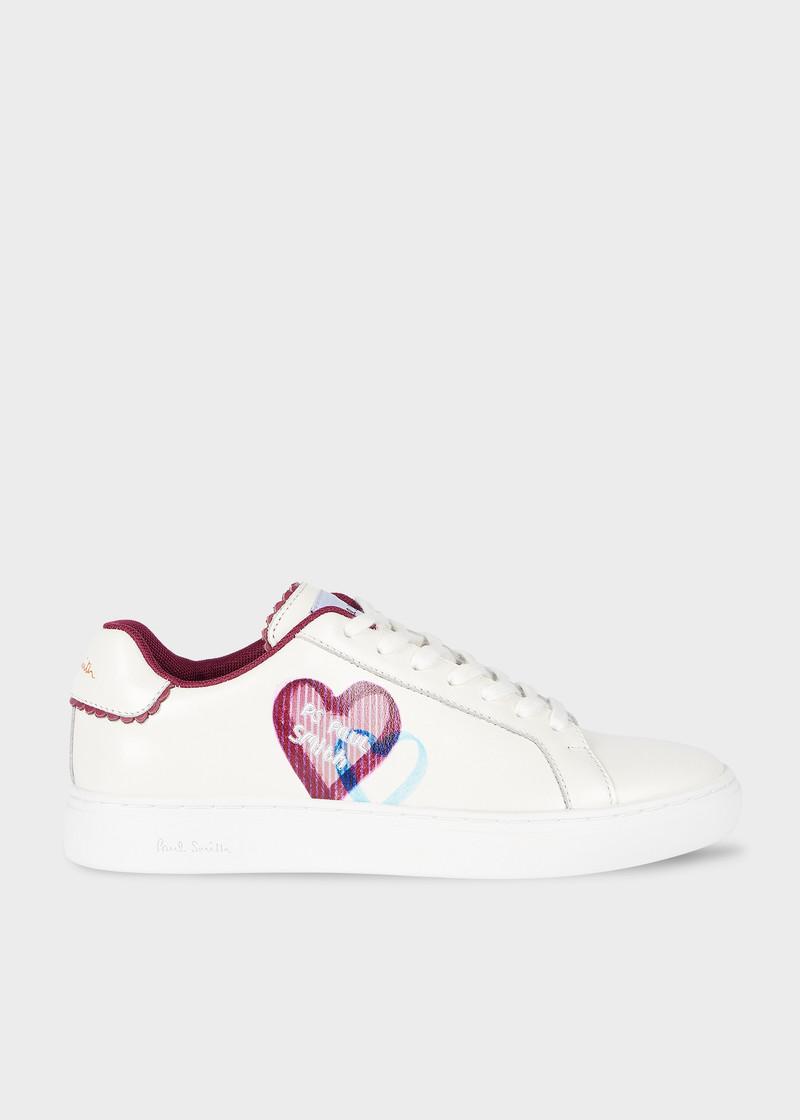 Women's White Leather 'Scribble Heart' 'Lapin' Trainers 1