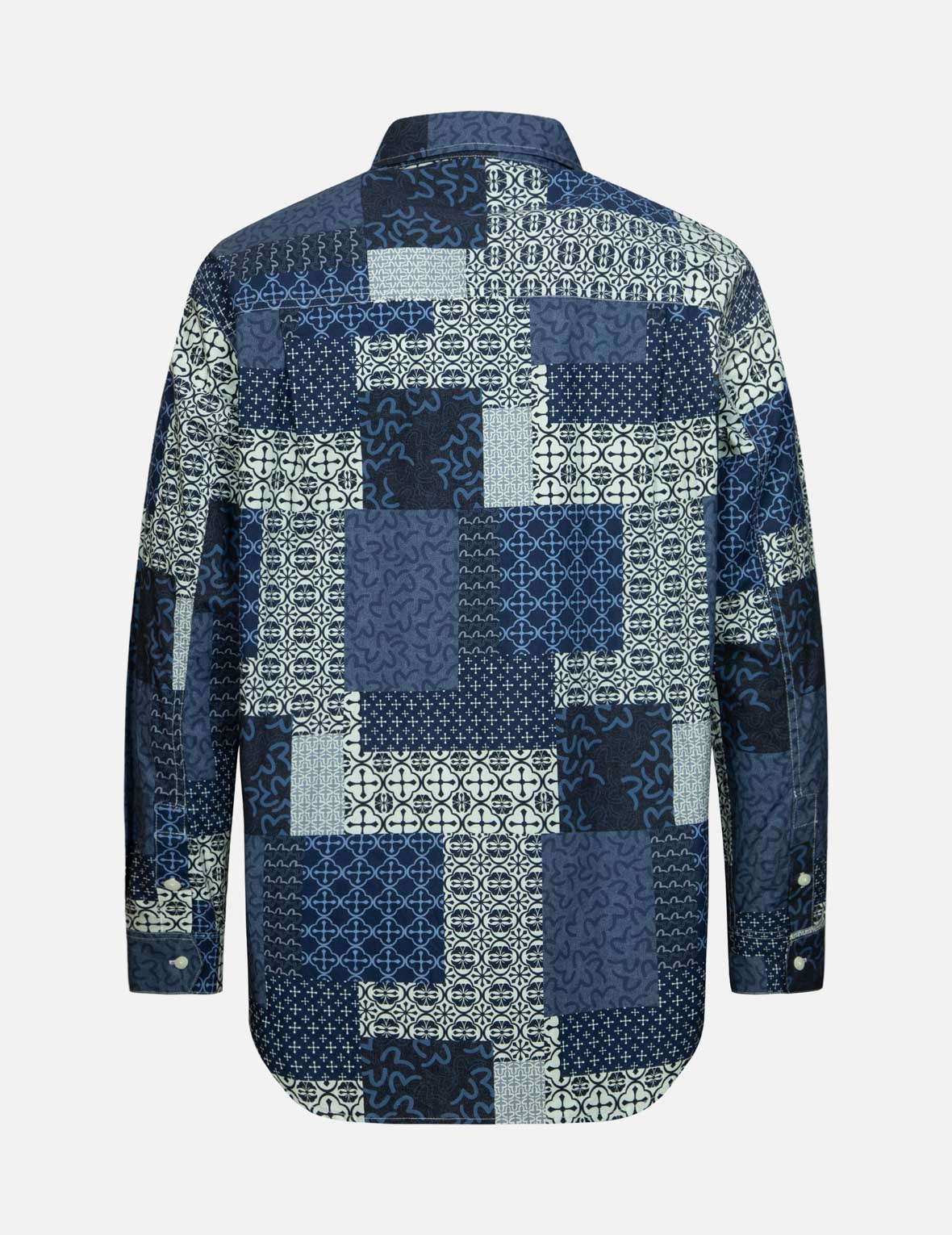 ALLOVER DERMATOGLYPHIC BLOCK AND SEAGULL PRINT RELAX FIT SHIRT - 2