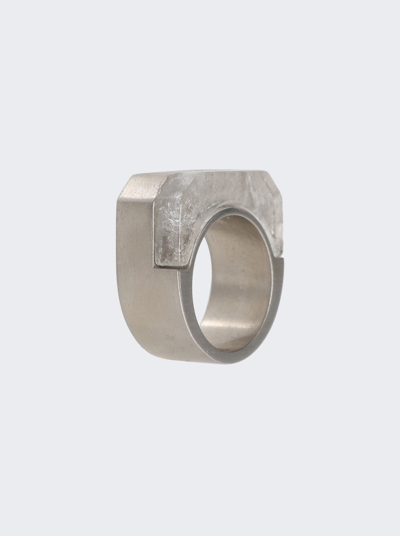 Rick Owens DRKSHDW Double Crystal Hollywood Ring Palladium outlook