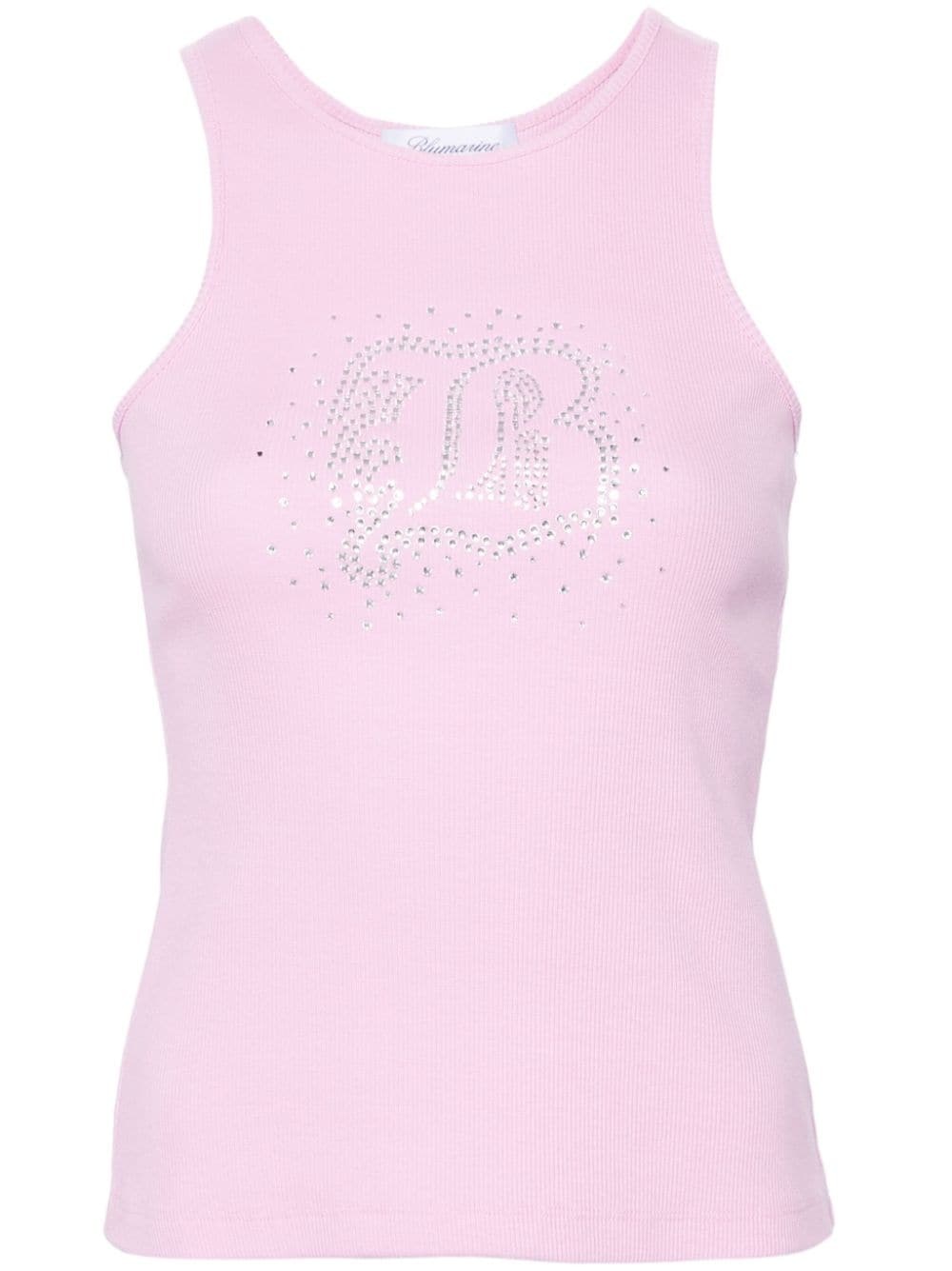 rhinestone-embellished fine-ribbed tank top - 1