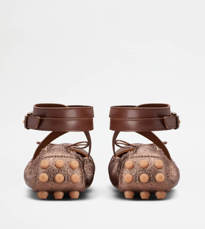 Tod's BUBBLE BALLERINAS IN LEATHER WITH STRAP - BROWN outlook