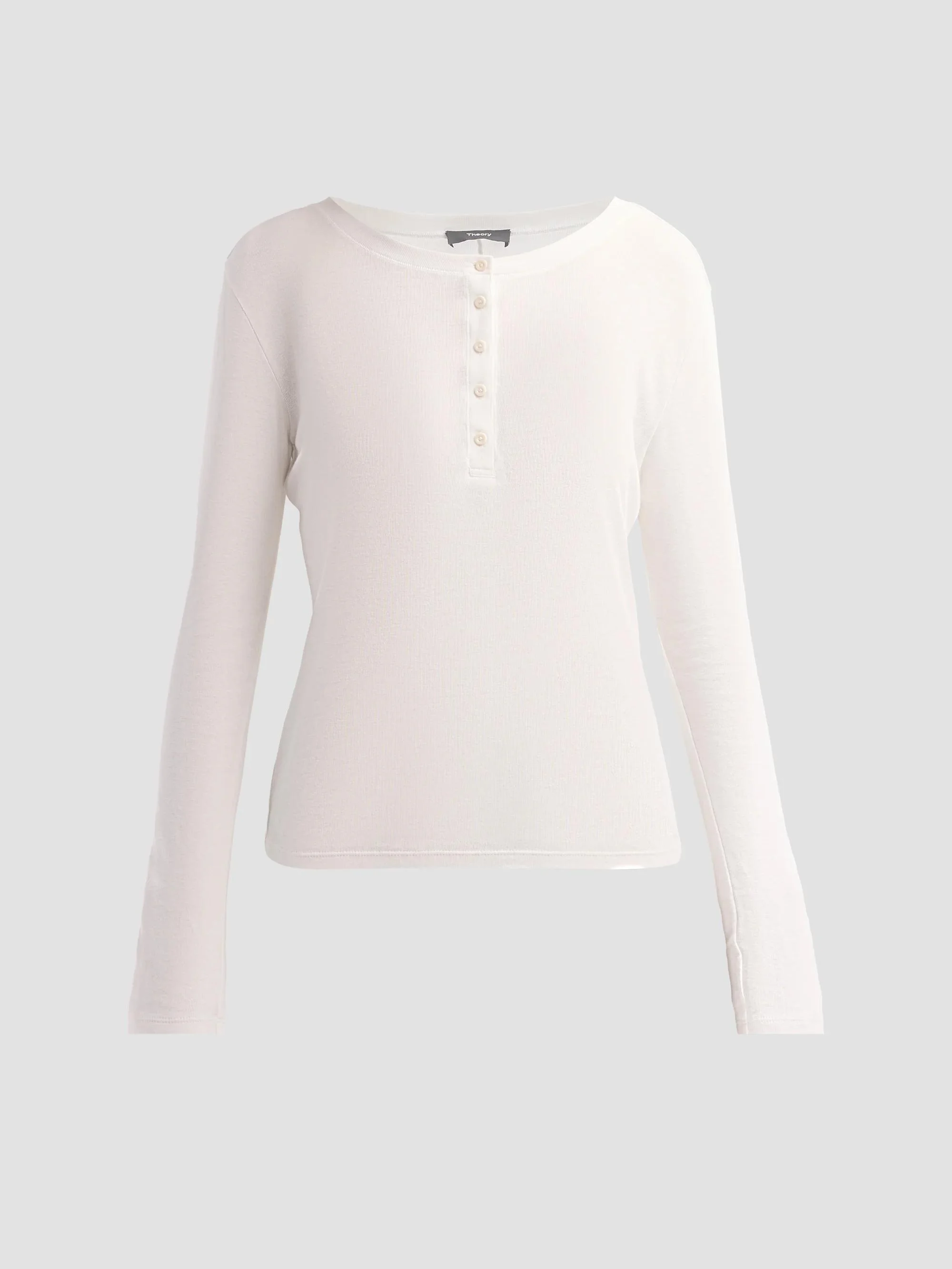 Women's Purl Henley Long-Sleeve T-Shirt - Ivory - 1