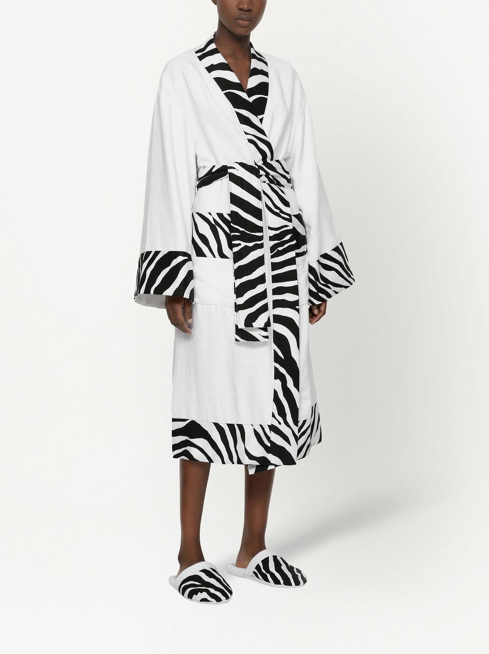 zebra-print cotton bathrobe - 2