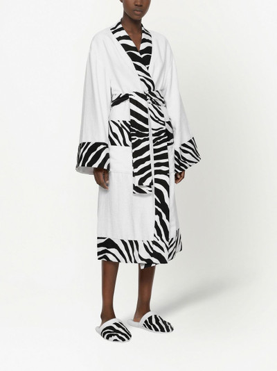 Dolce & Gabbana zebra-print cotton bathrobe outlook