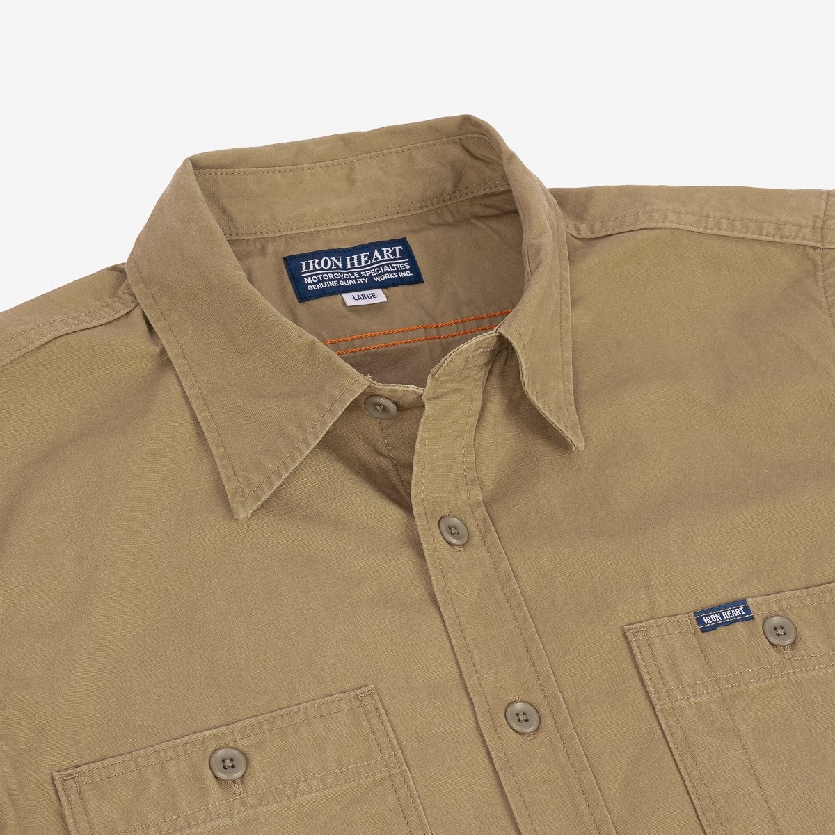 IHSH-393-KHA 7oz Fatigue Cloth Short Sleeved Work Shirt - Khaki - 7