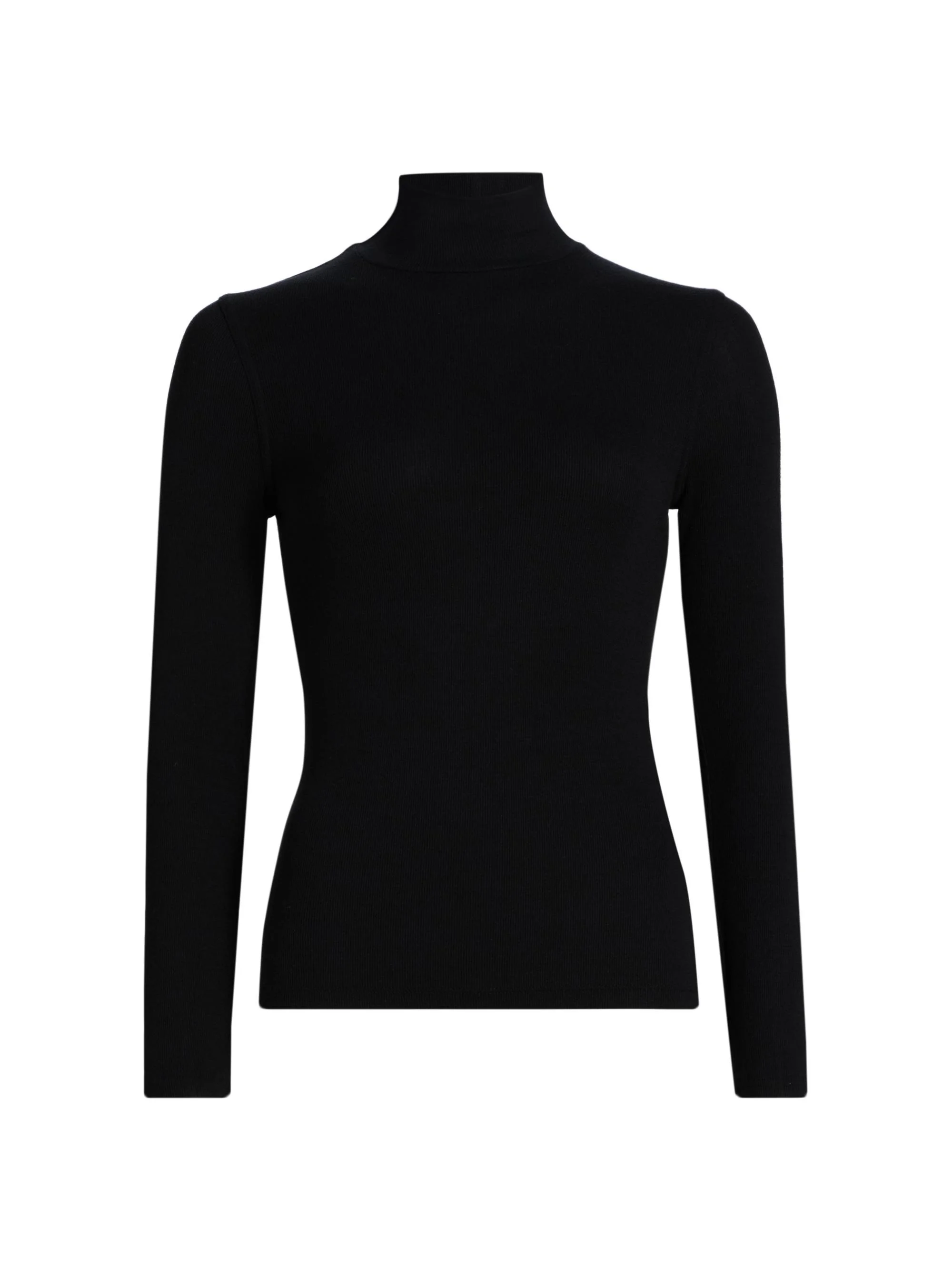 Women's Fine Rib-Knit Turtleneck - Black - 1
