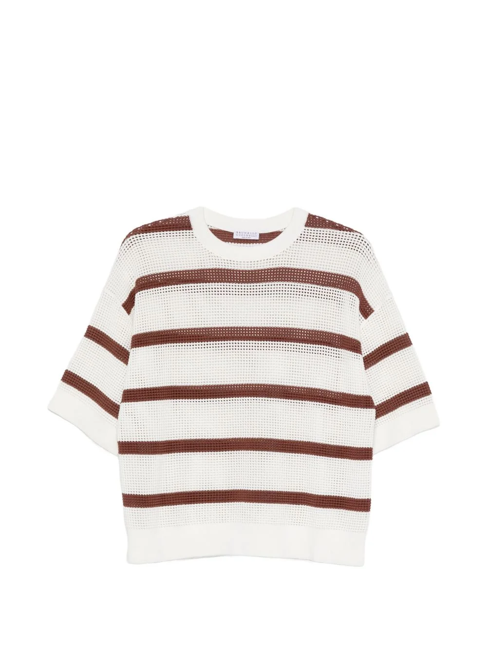 striped perforated sweater - 1