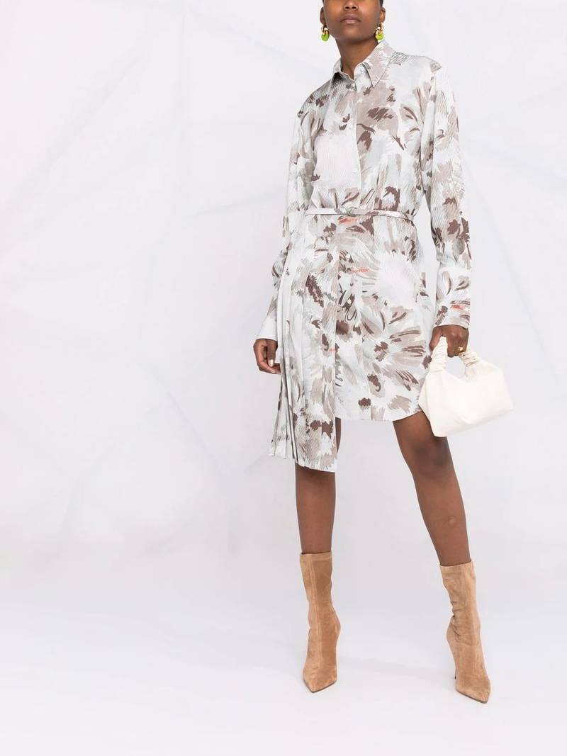 Off-White asymmetric floral shirtdress outlook